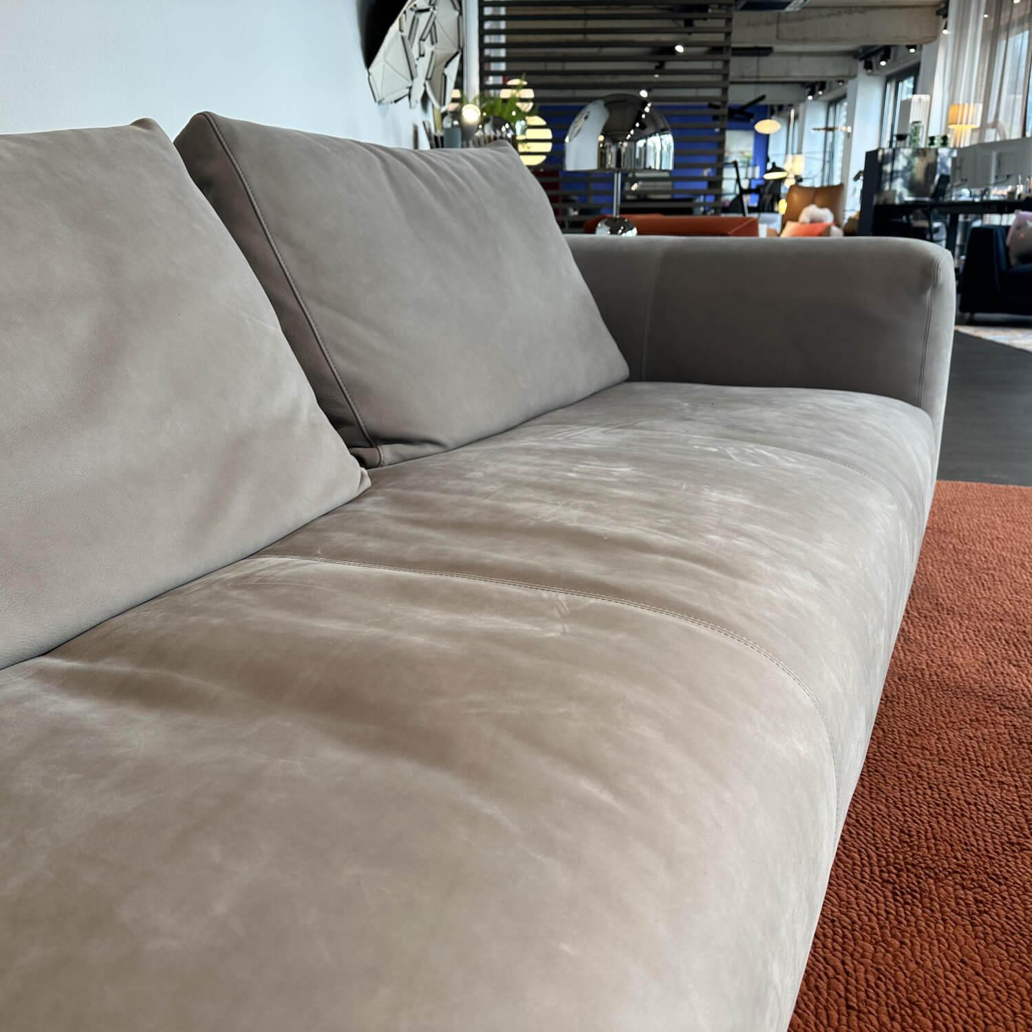 COR - Sofa Moss Leder Puro 684 Grigio Grau Füße Metall Verchromt Inklusive Filzgleiter - 6