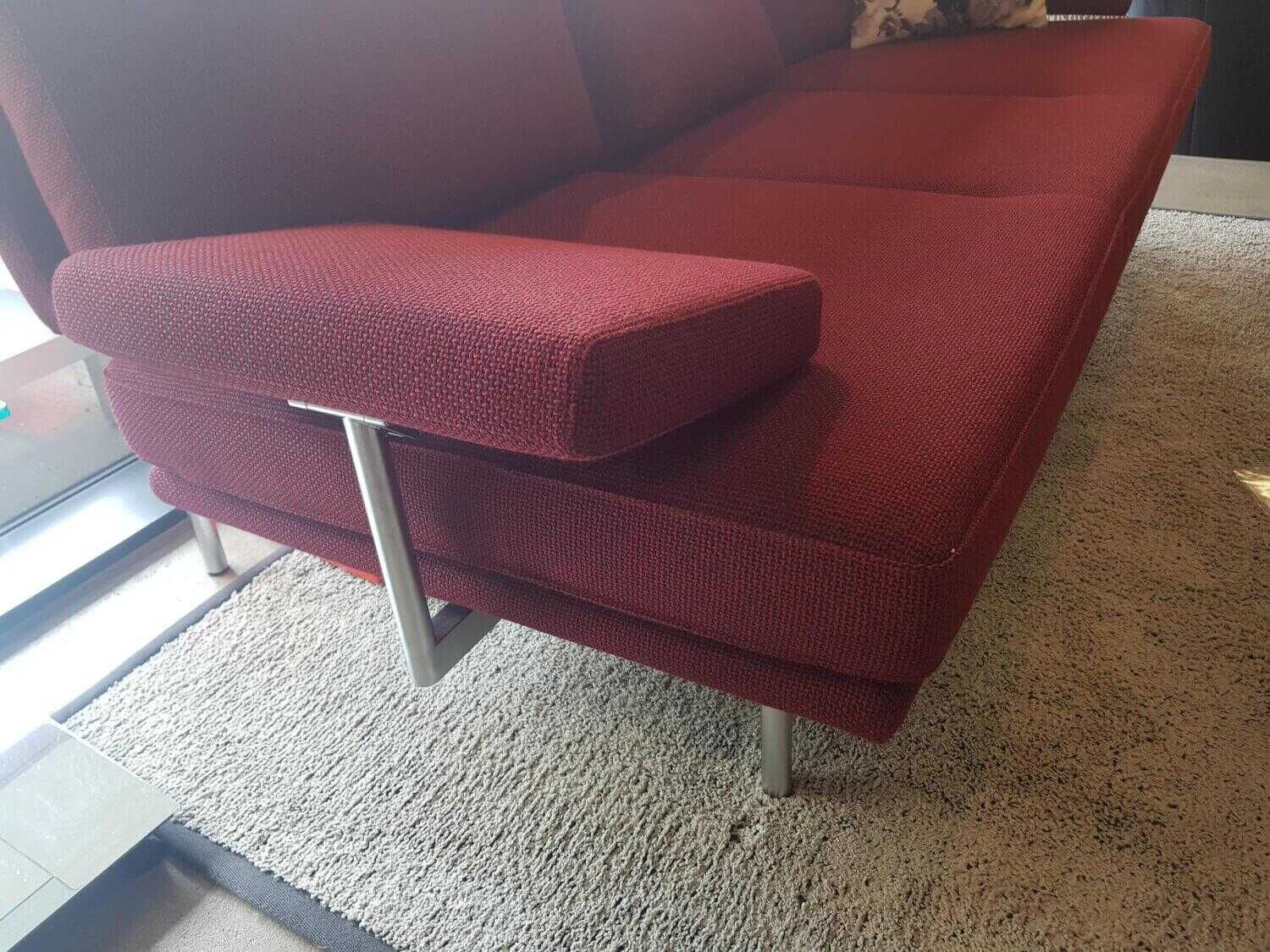 Sofa Living Platform Stoff Rot 3-Sitzer