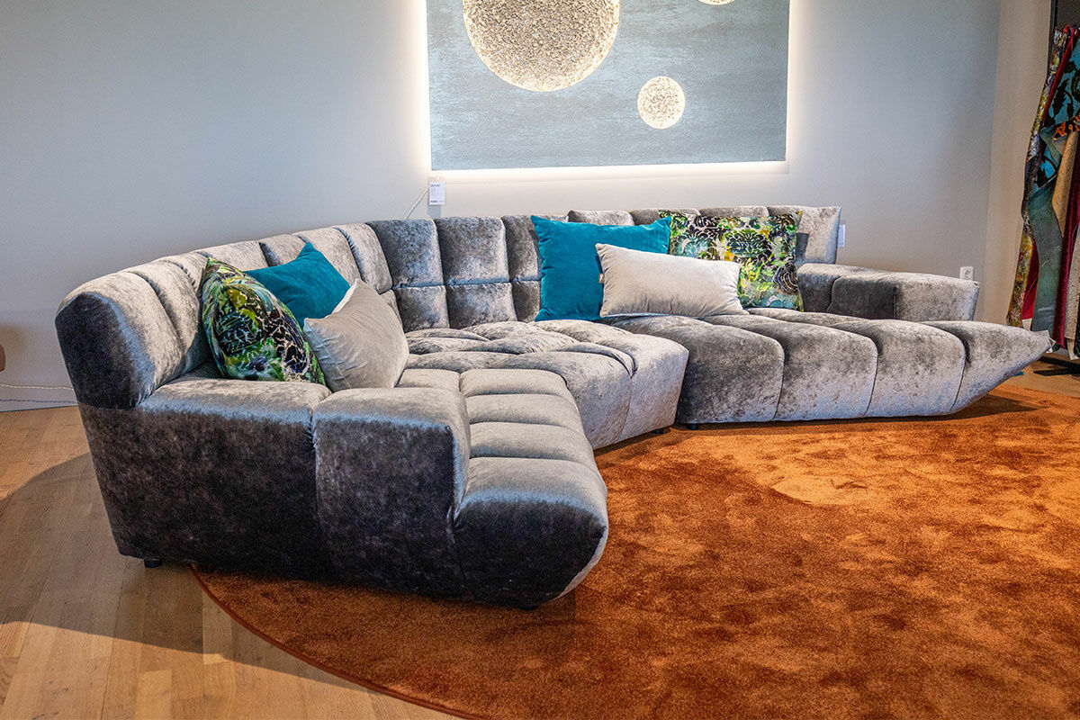 Bretz - Wohnlandschaft Cloud7 Stoff 662085 Happy Velvet Silberschimmer mit 6 Kissen - 3