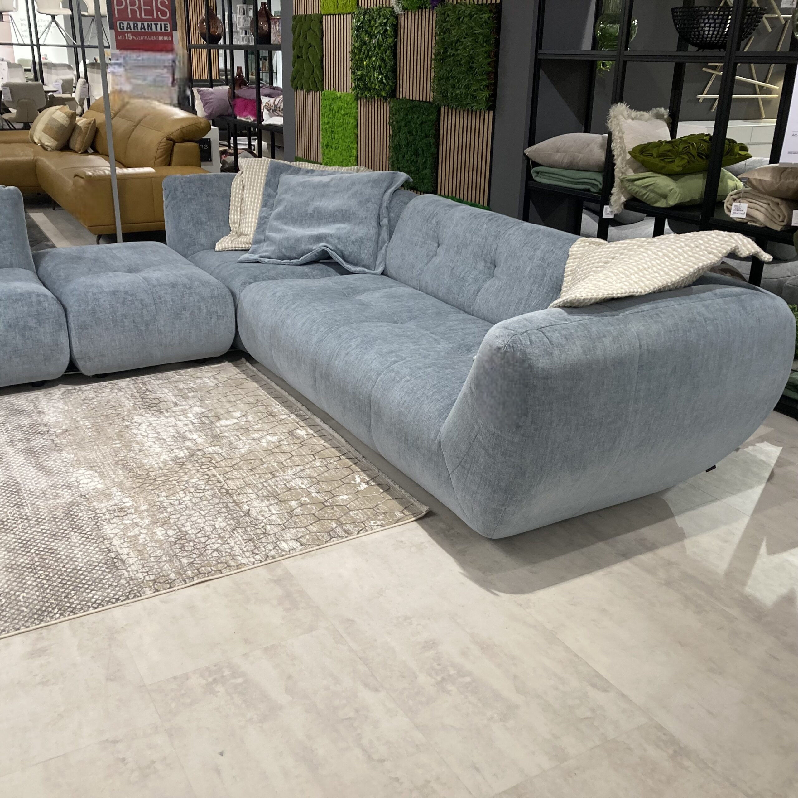 Musterring - Wohnlandschaft Romy Stoff Cosmopolitan Blau Füße Kunststoffgleiter Schwarz Inklusive Flatterkissen - 5