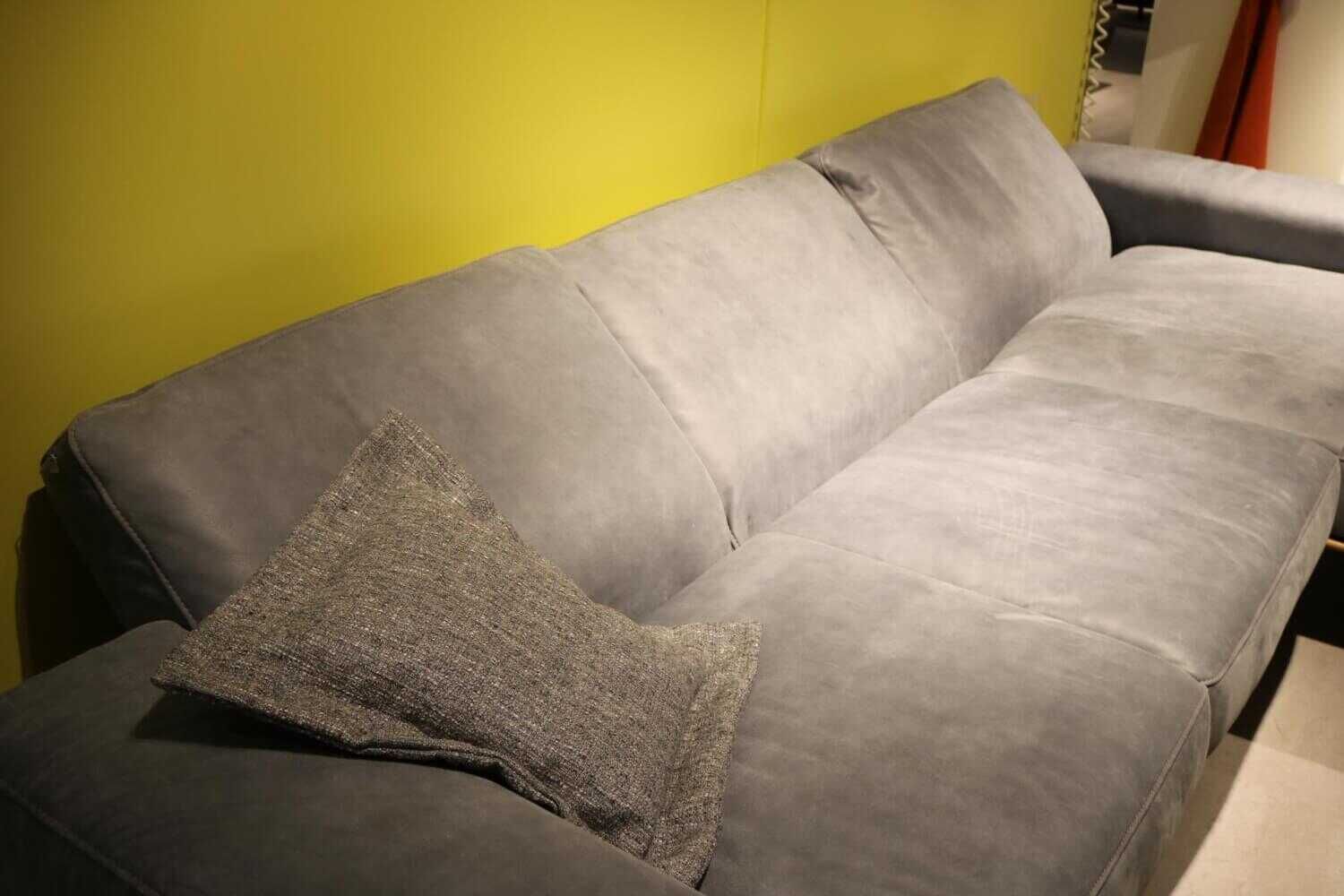 Koinor - Ecksofa Hiero Leder A-India Mare Blau Füße Schwerkufe Metall Nickel Satinier mit Hocker - 7