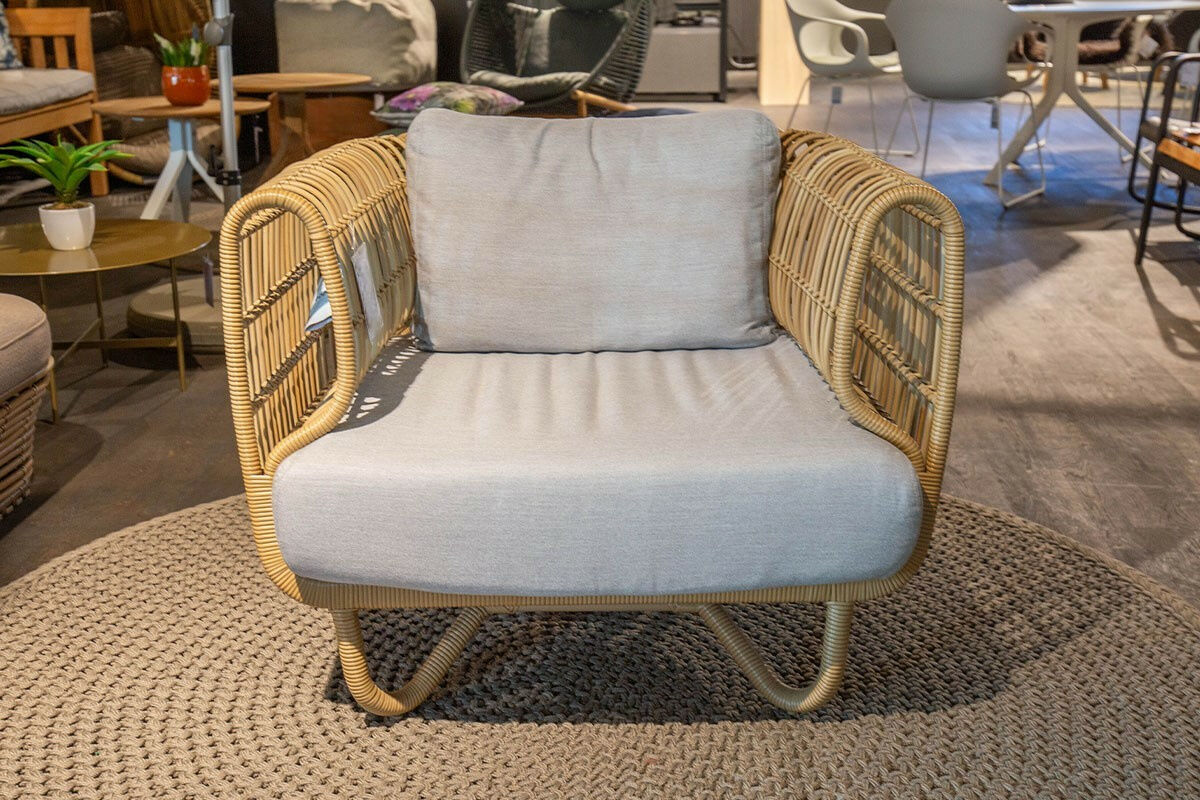 Cane Line - Outdoor Loungesessel Nest Stoff Natte Light Grey Hellgrau Gestell Aluminiumrahmen Außen Weave - 6