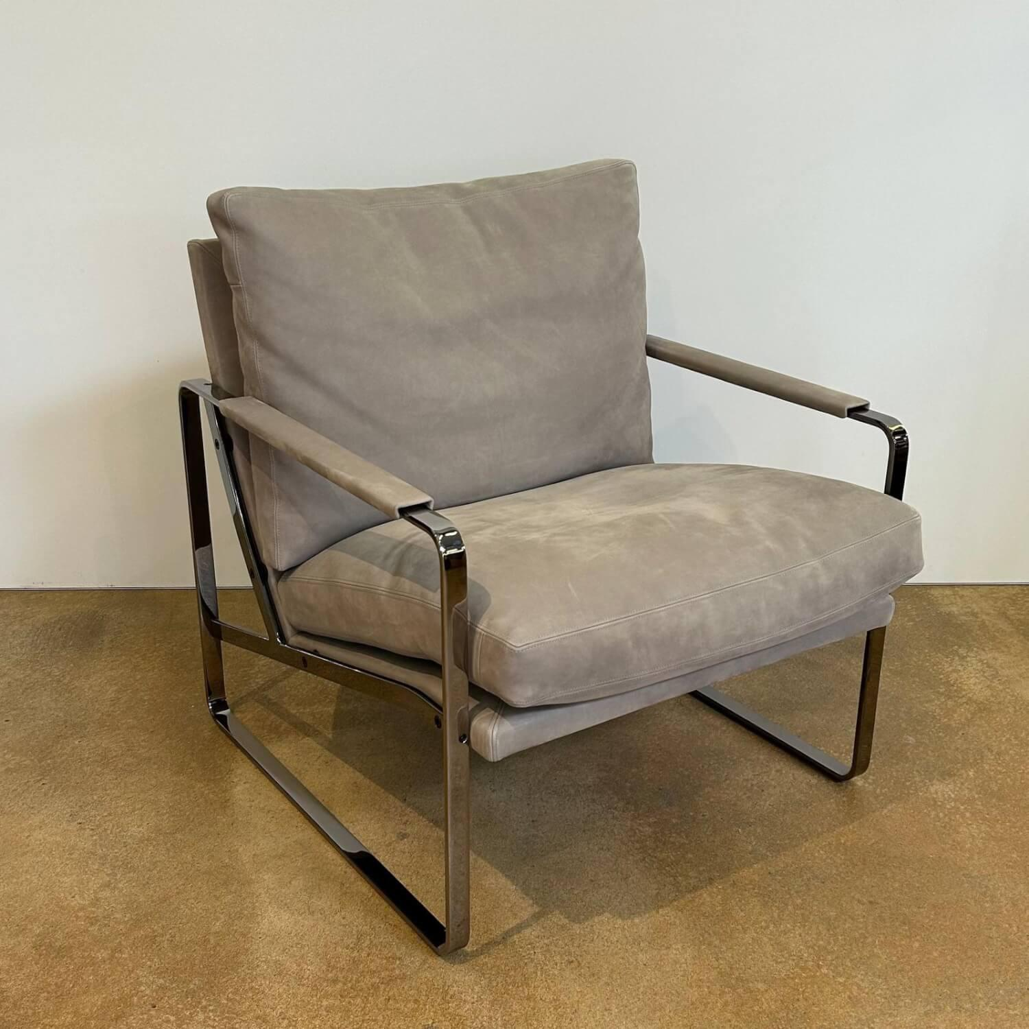 Walter Knoll - Sessel Fabricius 710 10Leder Velvet Chia Grau Gestell Stahl Schwarz Chrom Mit Kunststoffgleitern - 5