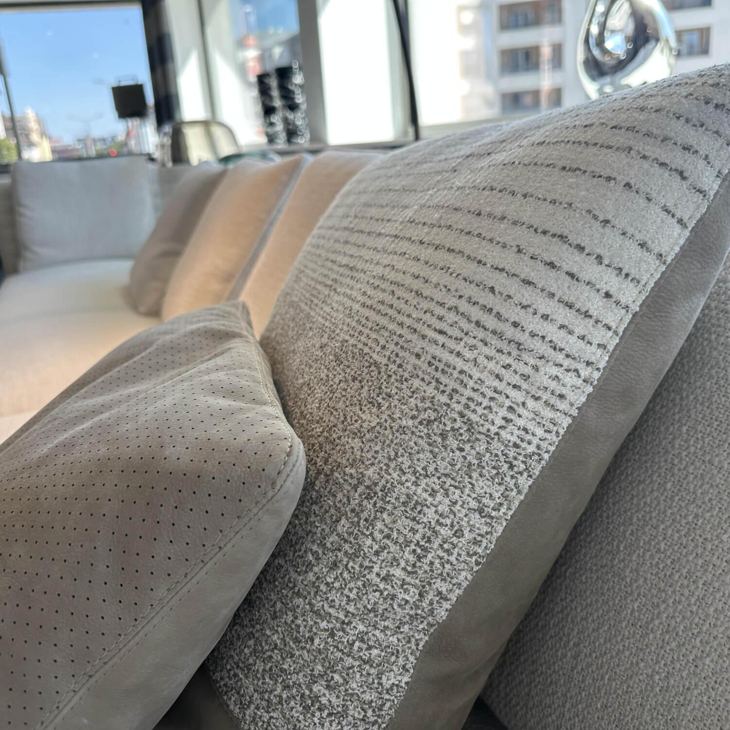 Minotti - Polstergruppe Roger Suite Stoff Natte 01 Bianco Beige Grau Inklusive Kissen - 11
