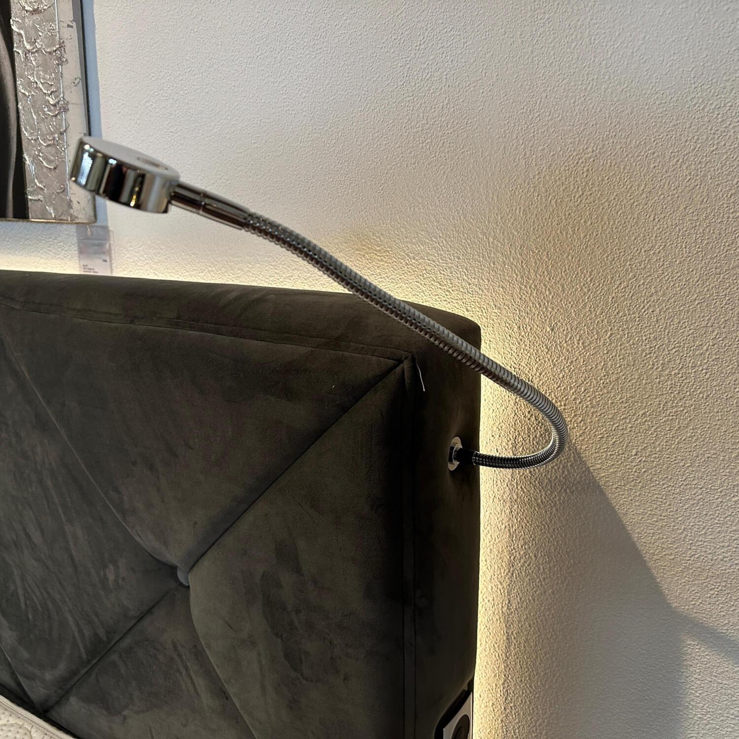 Musterring - Boxspringbett MR Dubai Stoff D 520 Anthrazit Samt Füße Chromkufe Inklusive Matratzen Und Beleuchtung - 6