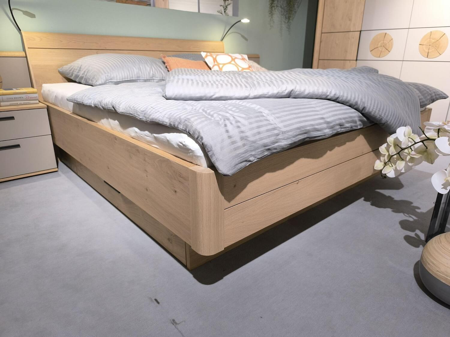 Disselkamp - Schlafzimmer Chicago Balkeneiche Furniert Und Lack Taupe Grau Inklusive LED Beleuchtung - 7