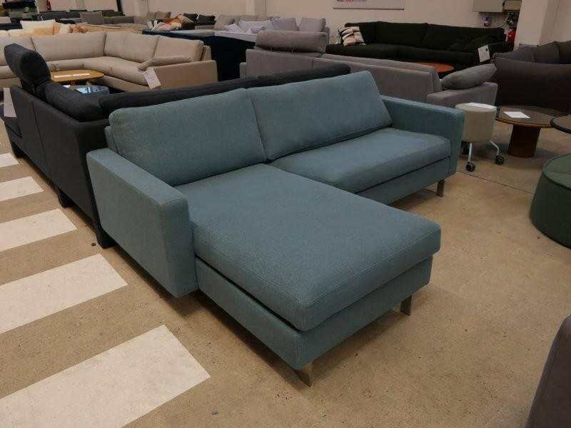 COR - Corner sofa Conseta fabric 8310 aqua blue blue narrow feet stainless steel V2A brushed With headrest fabric 8305 mint green green - 5