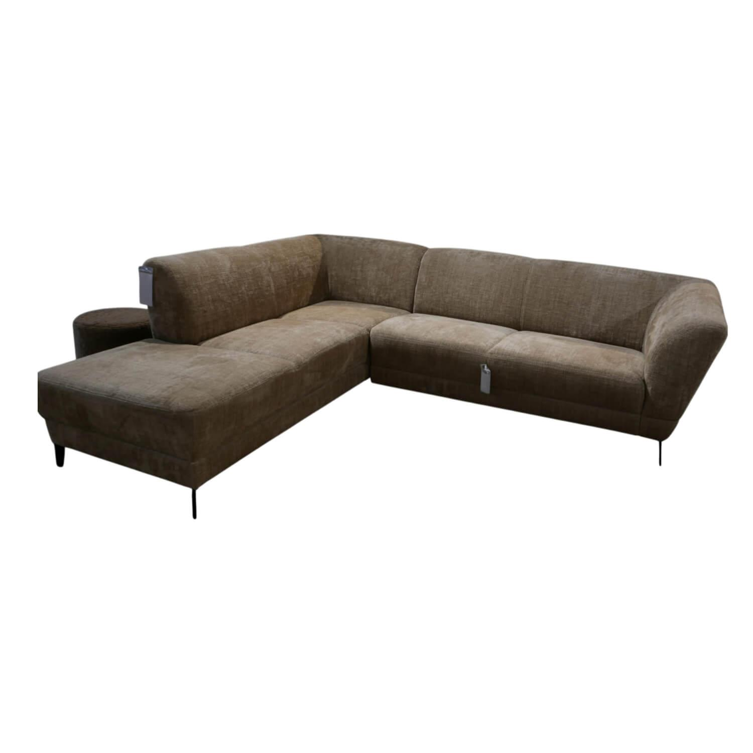 Ponsel - Ecksofa Kampen S 453 Stoff 0736/09 Beige Grau Füße Struktur Schwarz - 1