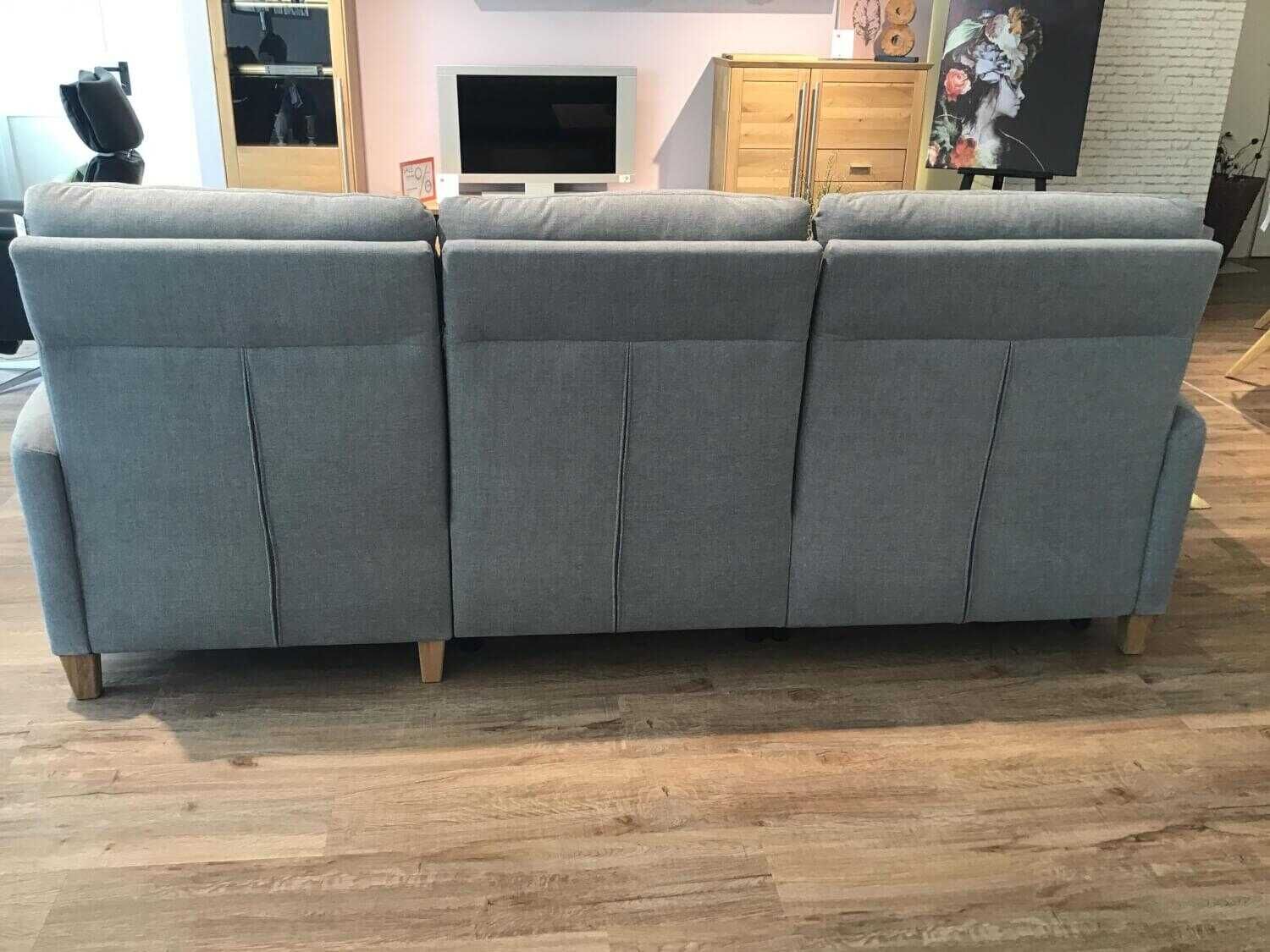 Global - Ecksofa Arona Stoff Trend Grau Füße Holz Geölt - 4