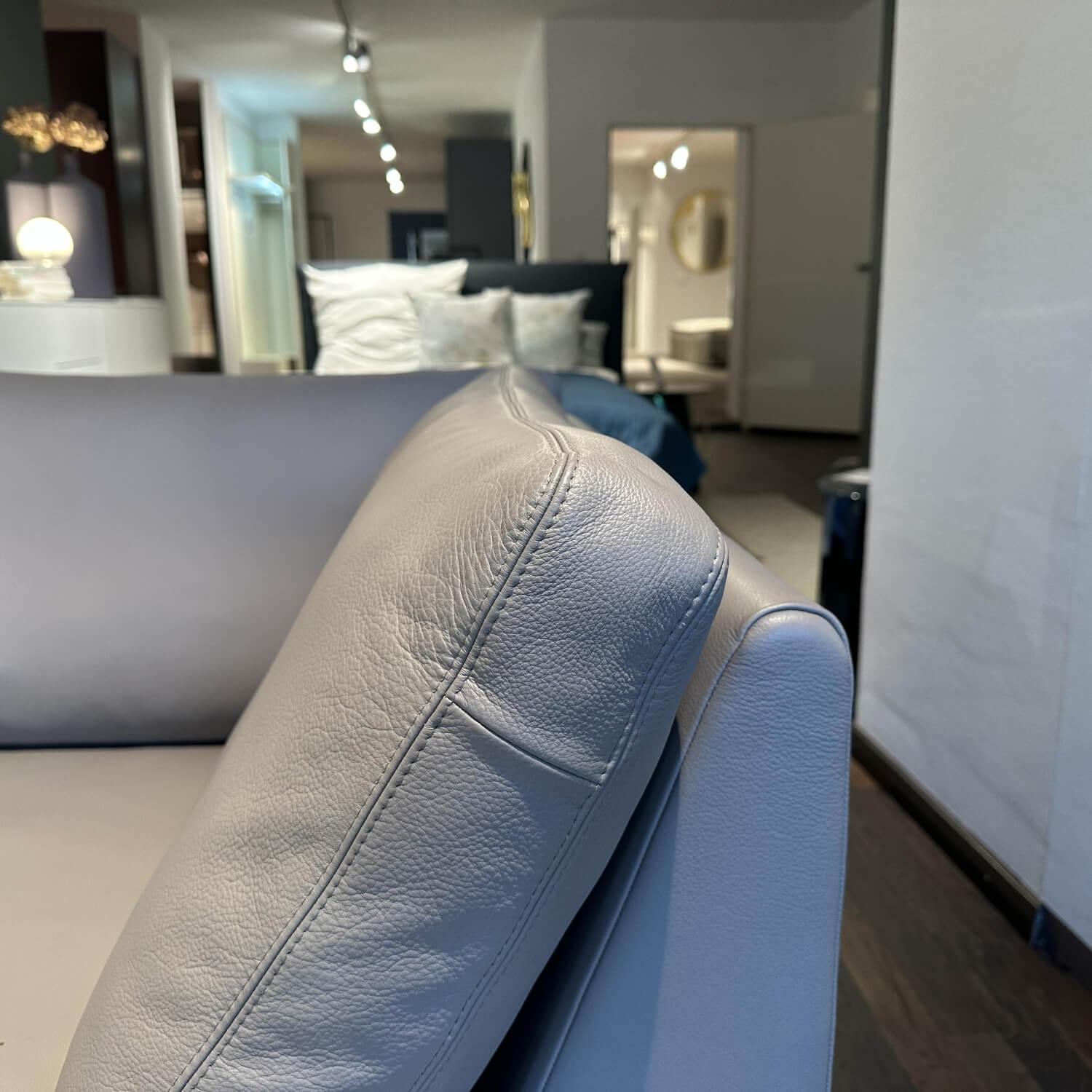 COR - Ecksofa Conseta Leder 243 Auster Grau Gestell Schmalfuß Verchromt Inkl. Kopfstütze Neigbar - 4