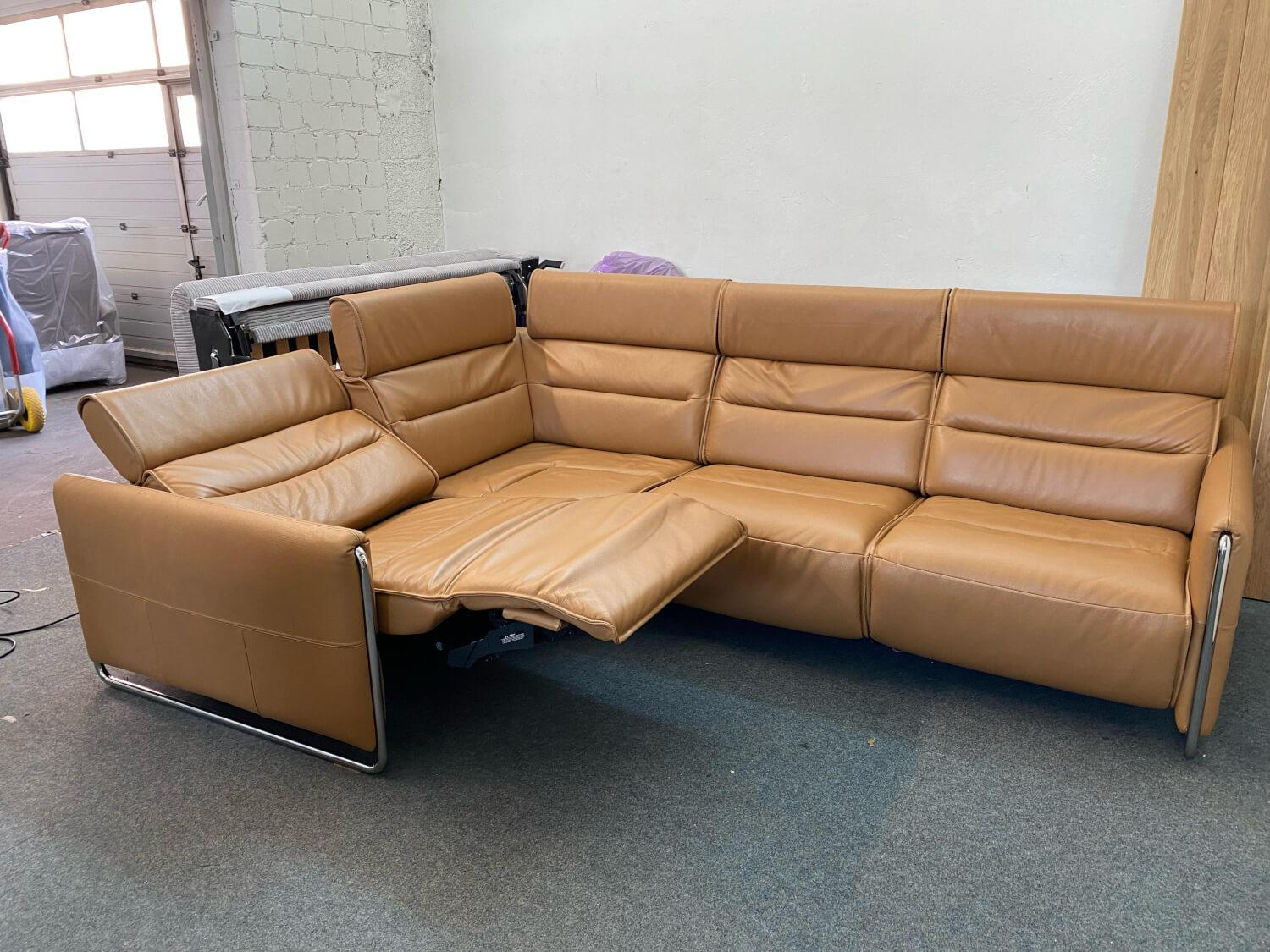 Stressless - Ecksofa Modell Emily iLeder Cori Farbe Caramel Metall Armlehne Chrom mit Power Funktionen - 5