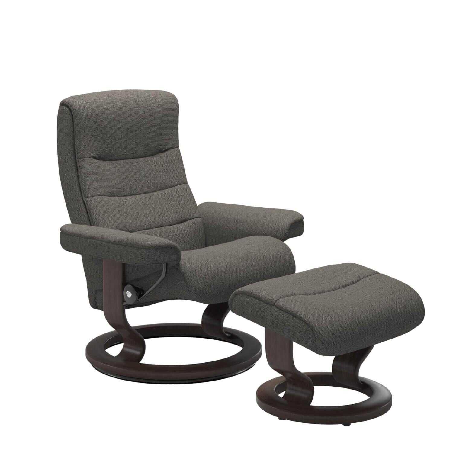 Stressless - Stressless Nordic M Classic Base Stoff Iris 58182 Dark mit Hocker - 1