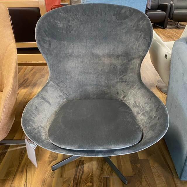 Ditre Italia - Sessel Roun P1N00 Bezug Stoff Grigio Scuro Cat Grau Fuß Stahl Grievole Anthrazit Mit Drehfunktion - 5