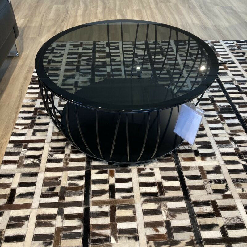 Ronald Schmitt Design - Couchtisch Anneli Tischplatte Parsolglas Grau Bodenplatte Stahl Schwarz Stäbe Stahl Schwarz - 2