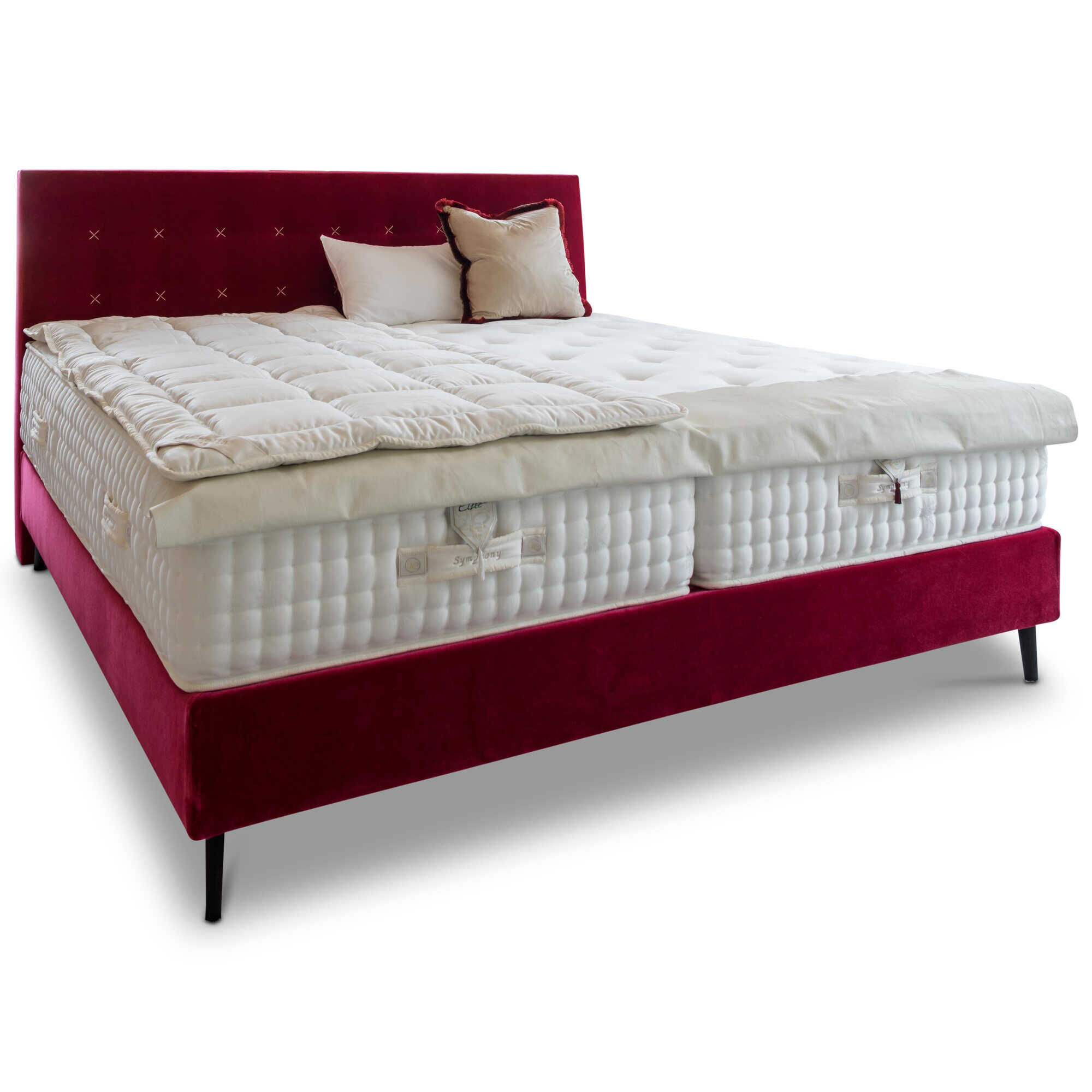 MGD152-021 Elite - Boxspringbett Alice Rot mit Matratzen - 1