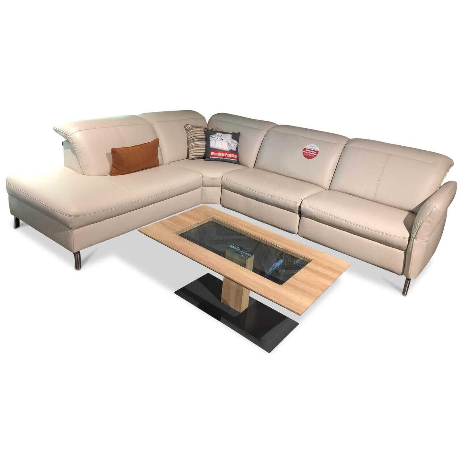 Rom - Ecksofa Elia Leder Creme mit Verstellfunktion - 1