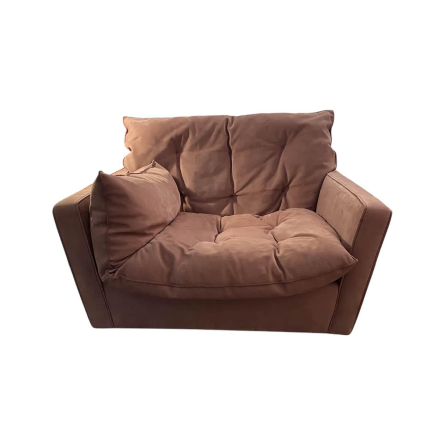 Baxter - Sessel Sorrento Leder Kashmir Vin Rosa Braun Keder Ton In Ton Ohne Fäden Mit Drehbasis - 1