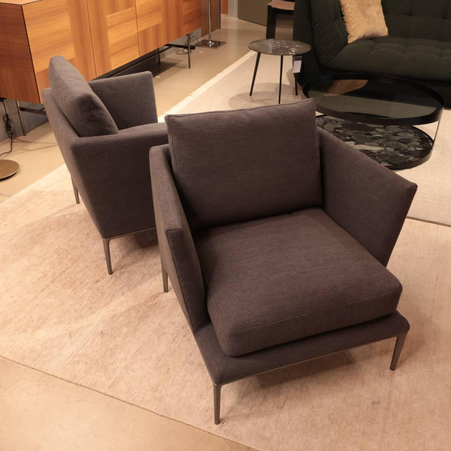 B&B Italia - 2er Set Sessel Atoll AT84 Stoff Sara Anthrazit 2625153 Gestell Hartzinn Lackiert 0259V - 6