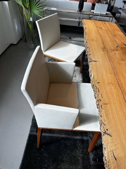 Walter Knoll - 6er-Set Stuhl Andoo Leder 50 P 1313 Naturweiß Weiß Füße Nussbaum - 2