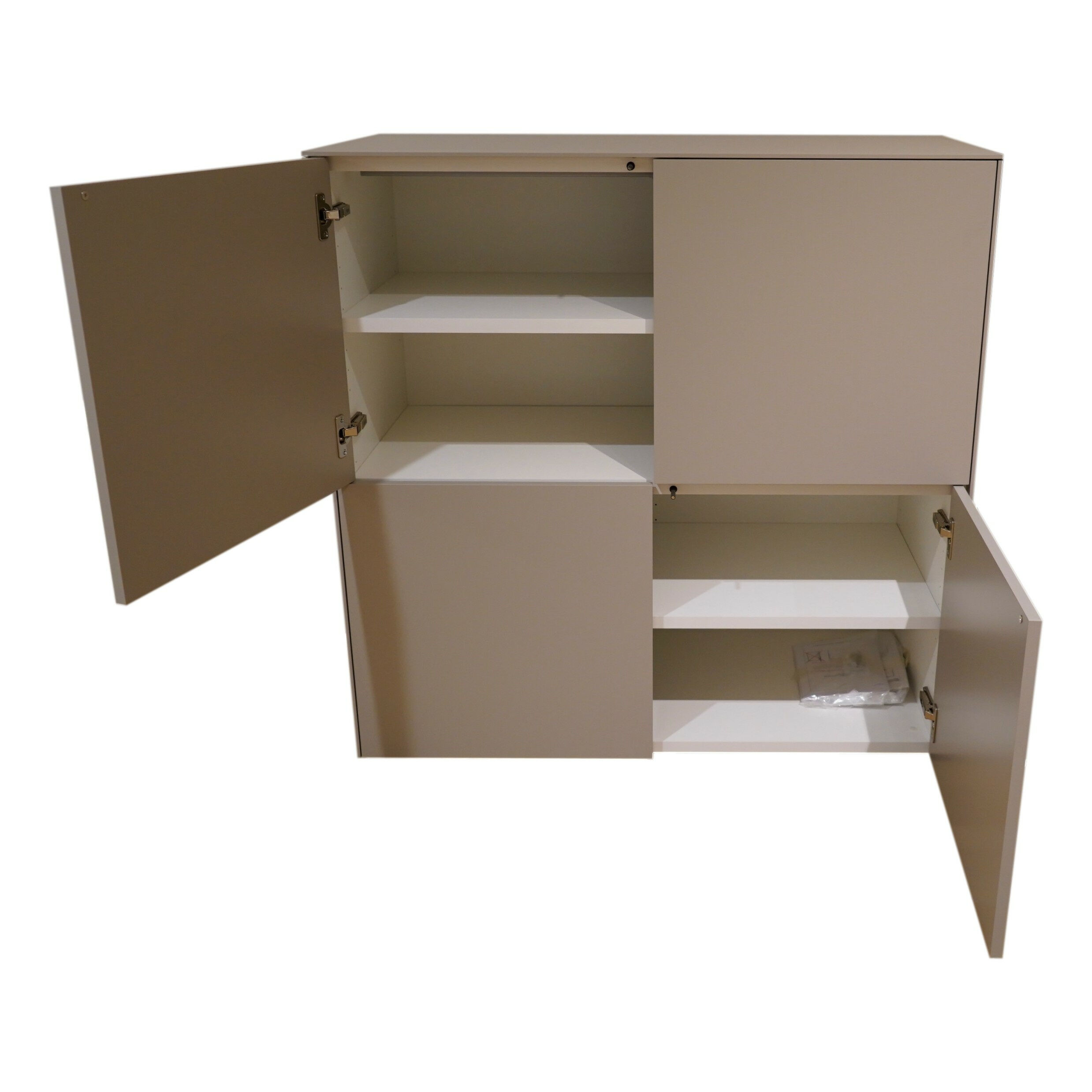 form1 - Kommode Connect Lack Matt Stone Braun Grau Innenfarbe Lack Matt Snow Weiß Griffe Push-To-Open - 3