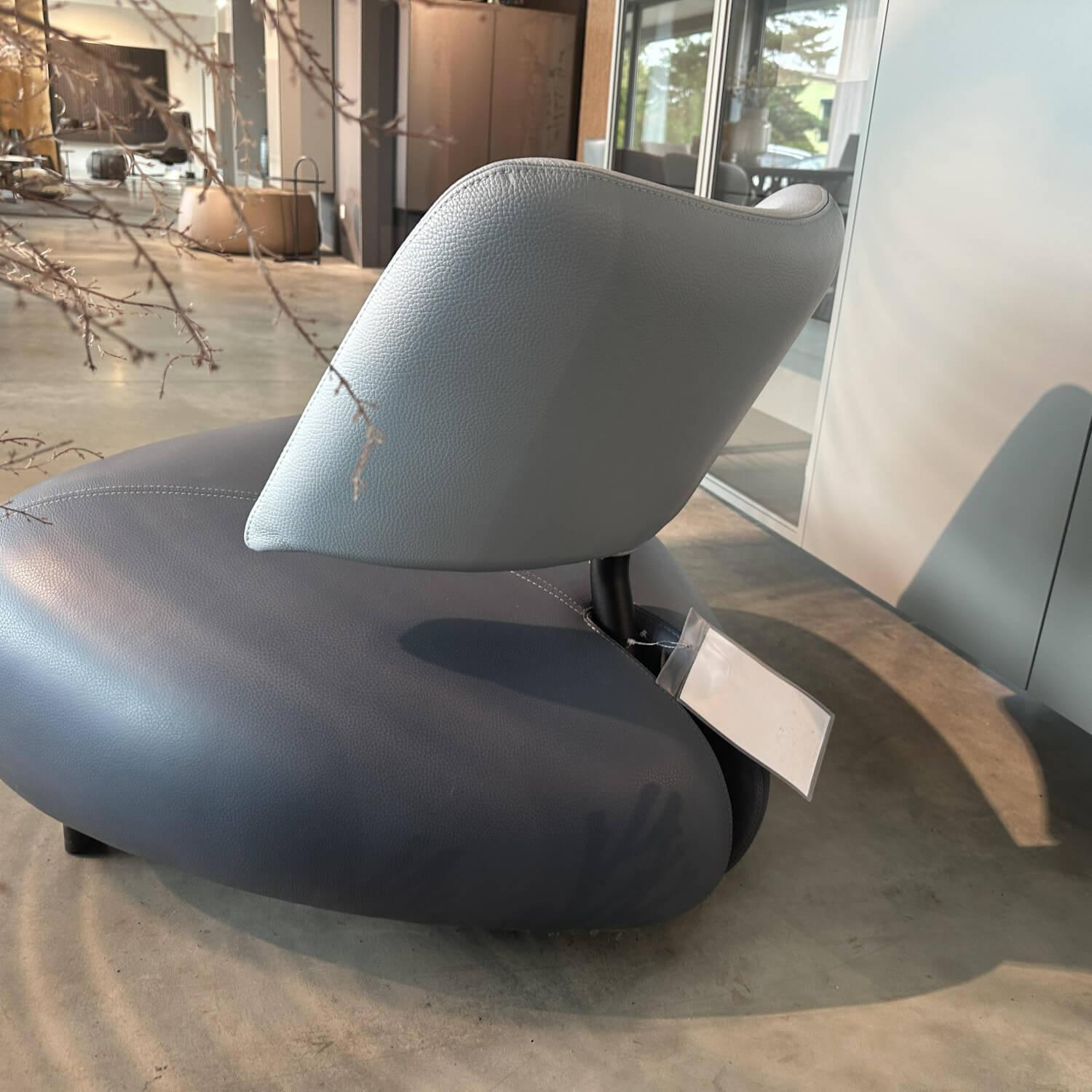 Leolux - Sessel Pallone Pa Leder Senso Sitz 3210 Tempest Blau Und Rücken 3890 Heaven Hellblau Füße Epoxa Granite Matt - 4