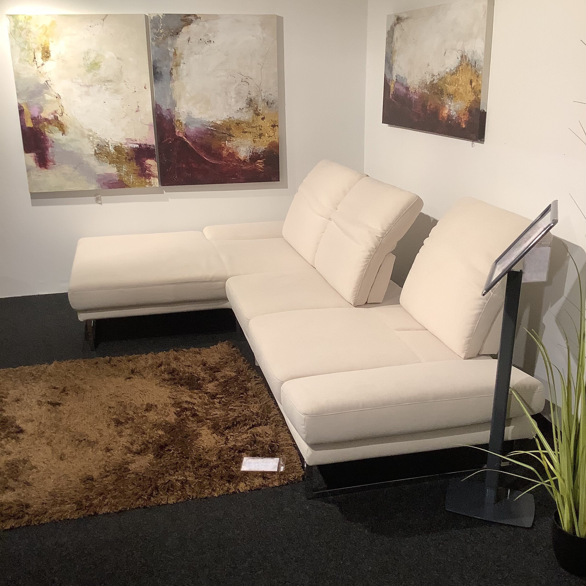 Candy - Ecksofa Camin Stoff Textilgewebe Easy Care White Weiß Kufengestell Metall Chrom Glänzend Verstellbar - 3
