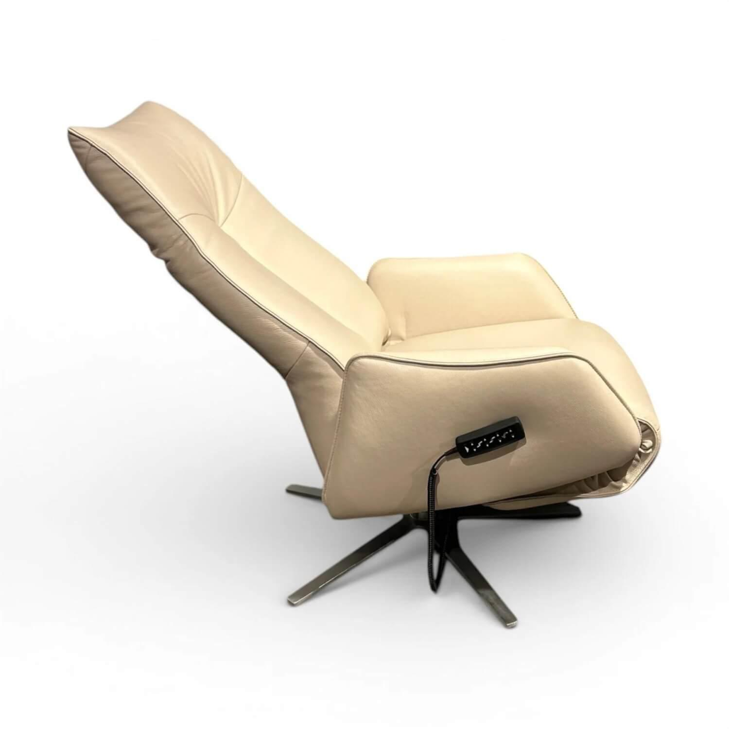 himolla - Sessel 7917 S-Lounger Leder Longlife Rustika Nebel Beige Sternfuß Metall Edelstahl Inkl. Elektr. Verstellfunktionen - 2