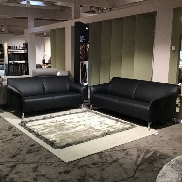 Leolux - Set Mayon Leather Ceras Peat Black Aluminum Feet Polished 2 Sofas - 3