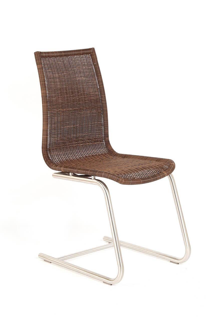 Lavida - 4er Set Freischwinger Jenny Vollgeflecht Coffe Creme Braun Untergestell Rundrohr Edelstahl - 6