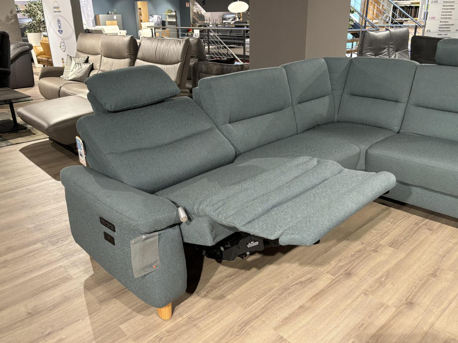 Arco - Corner sofa Nassau fabric Q2 Melite glacier green gray base oak oiled - 5