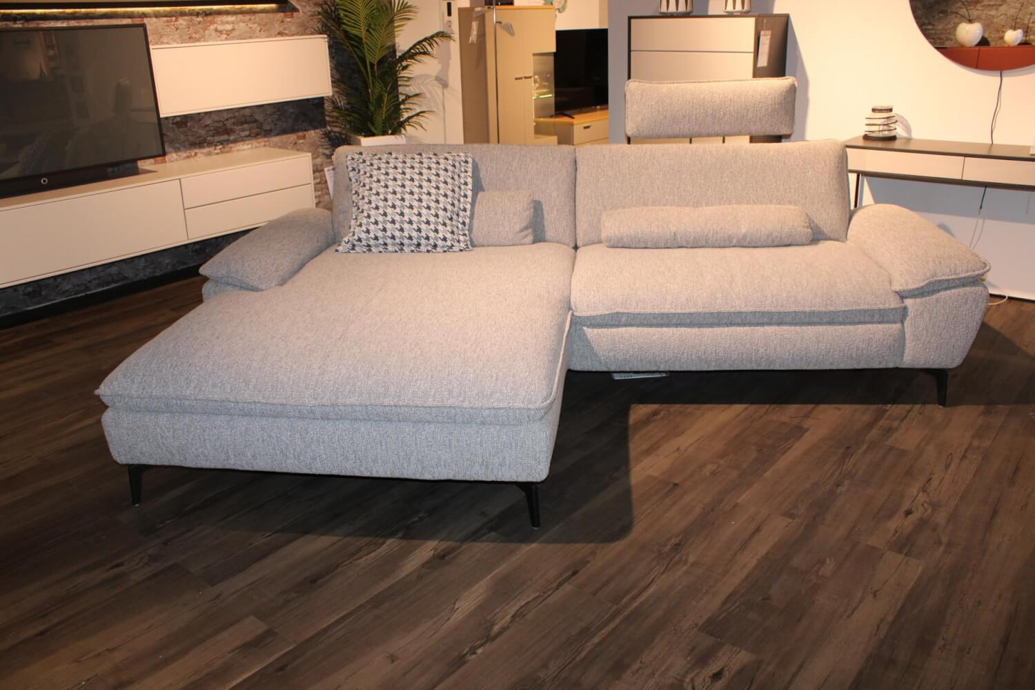 Hukla - Ecksofa Bennet Stoff 20 Loft Silber mit 2 Kissen - 3