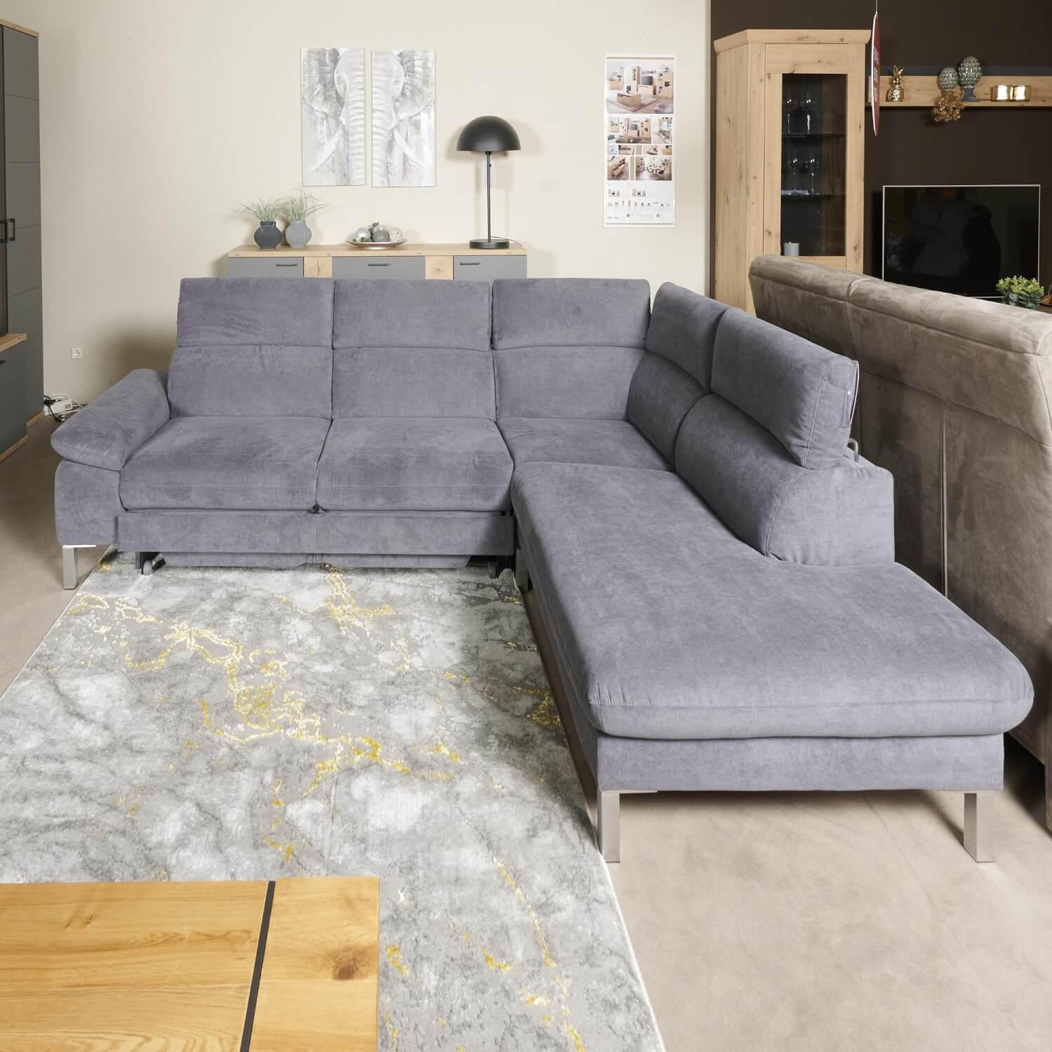 Carina - Eckgarnitur Kiri Stoff Matrix Steel Grau mit Auszug - 8