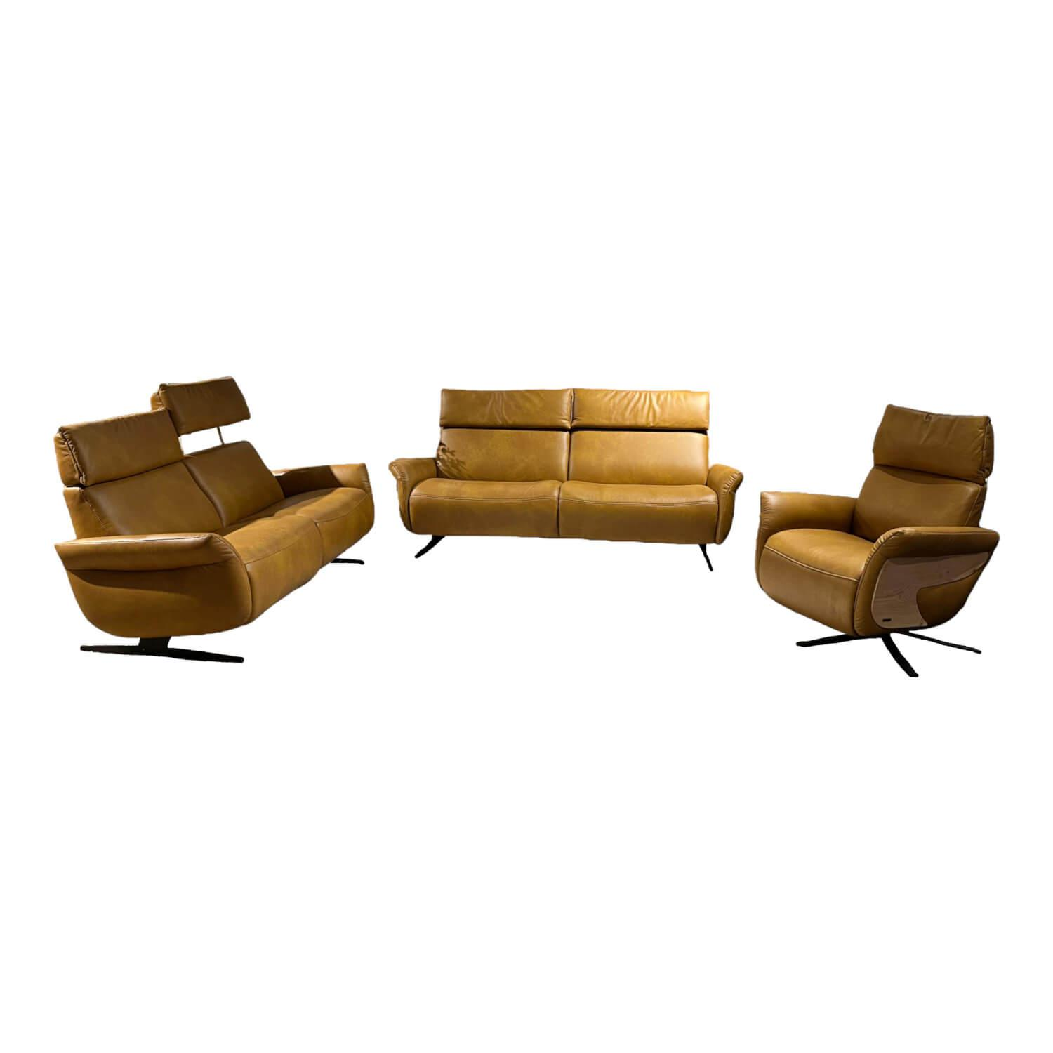 Sofa Garnitur 4150 2,5 Sitzer 3er Sofa und 1 Relaxsessel mit Verschiedenen Funktionen Gelb