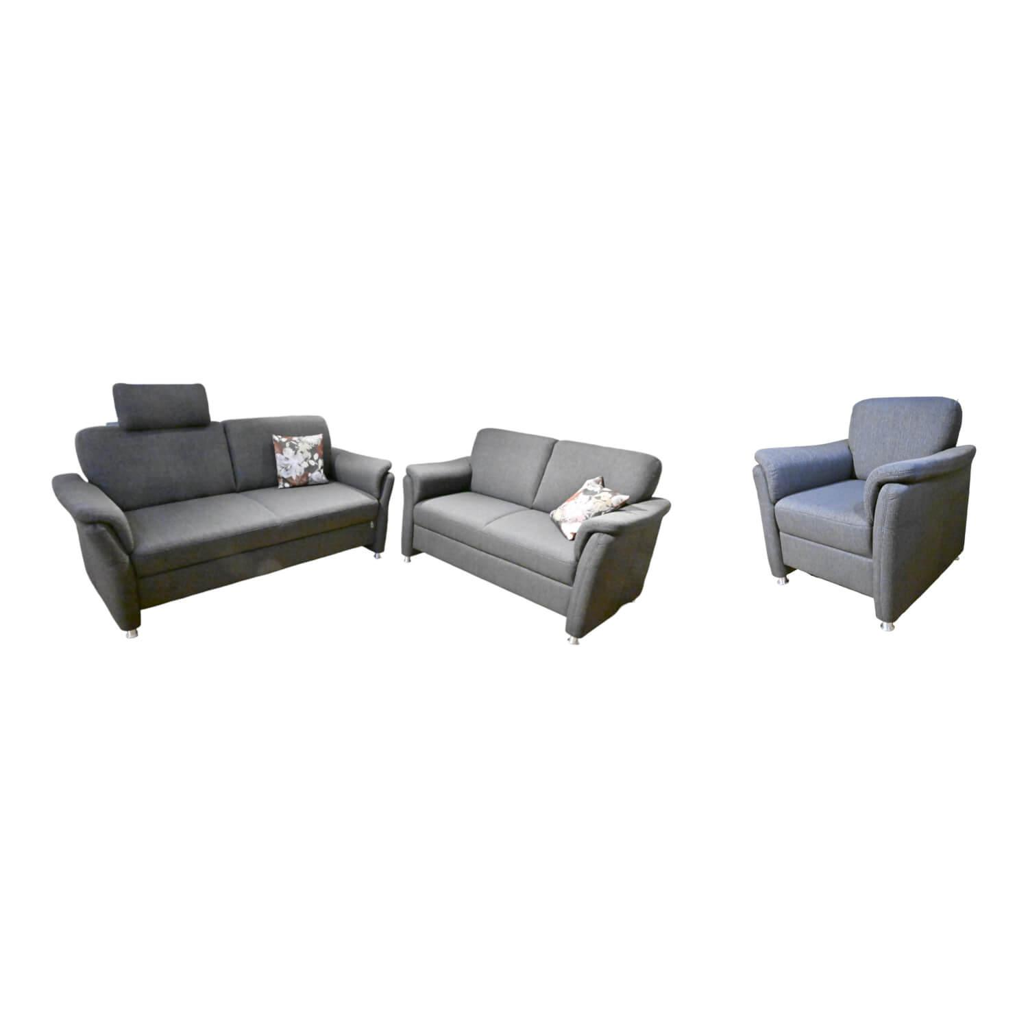 Ponsel - Set 266 System 10 Cover fabric 0634 06 Grey Feet aluminum F566 50 Without headrest and sofa cushion - 1