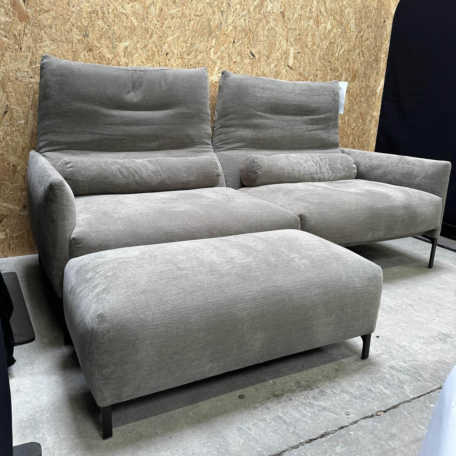 COR - Sofa Avalanche 20233 Stoff 8143 Taupe Grau Gestell F01 Feinstruktur Schwarzbraun Mit Filzgleitern Inklusive Hocker Und Lendenrollen - 2