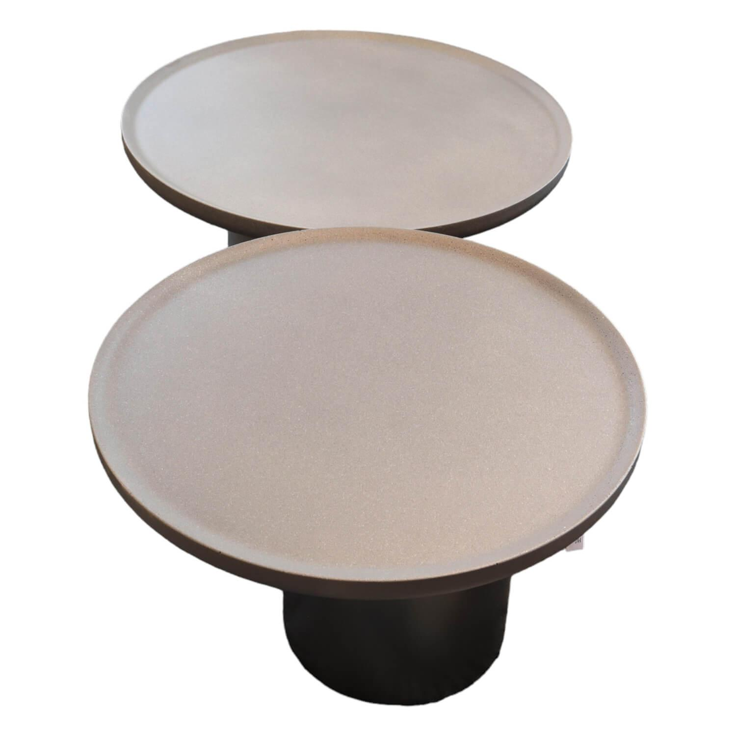 2er-Set Beistelltisch Louisa Mit Zwei Tischplatten Und Zwei Tischfüßen Zement Asche Grau Gestell Zinnfarbig