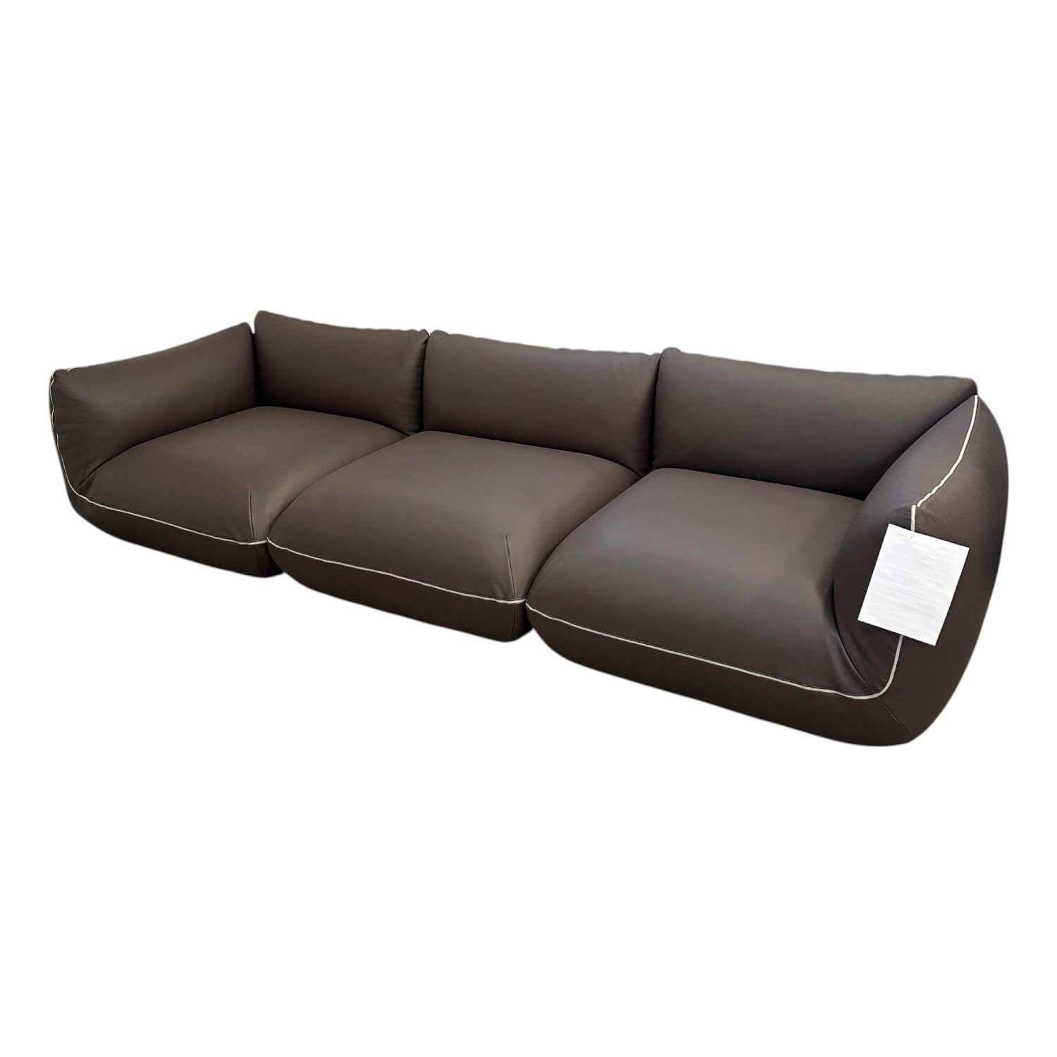 COR - Sofa Jalis 21 Leder 246 Schoko Grau Braun Nahtband 5095 Kitt - 1