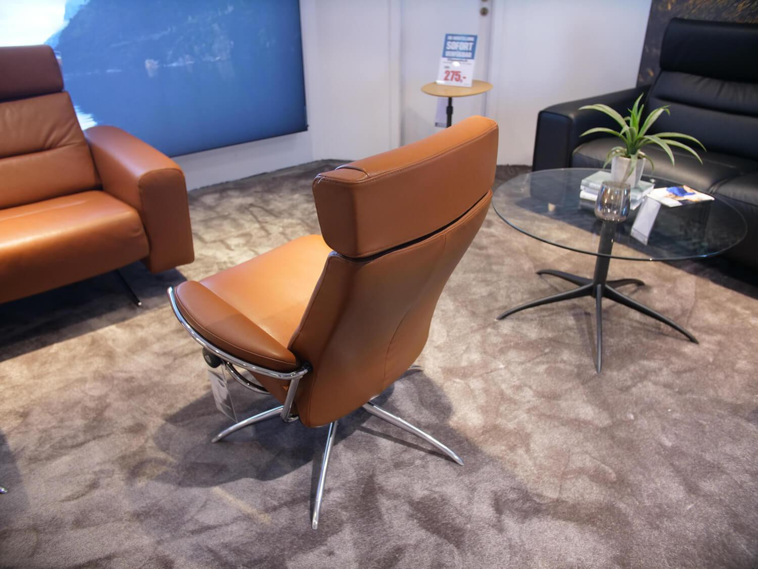 Stressless - Sessel Mit Hocker Paris  Leder Cori 42 Copper Untergestell Star 40 Chrom - 7