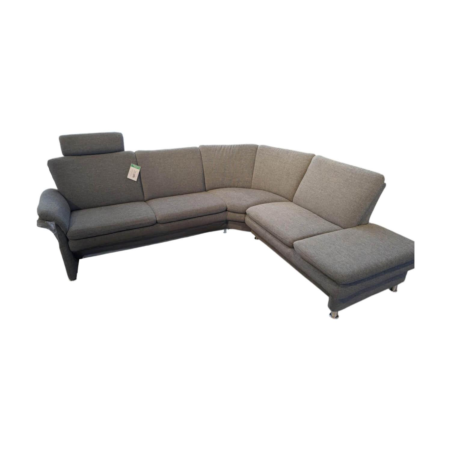 Arco - Ecksofa Chronos Stoff Medusa Rauchblau Grau Blau Metallfuß M01 Poliert Armlehne Klappbar Inklusive Kopfstütze - 1