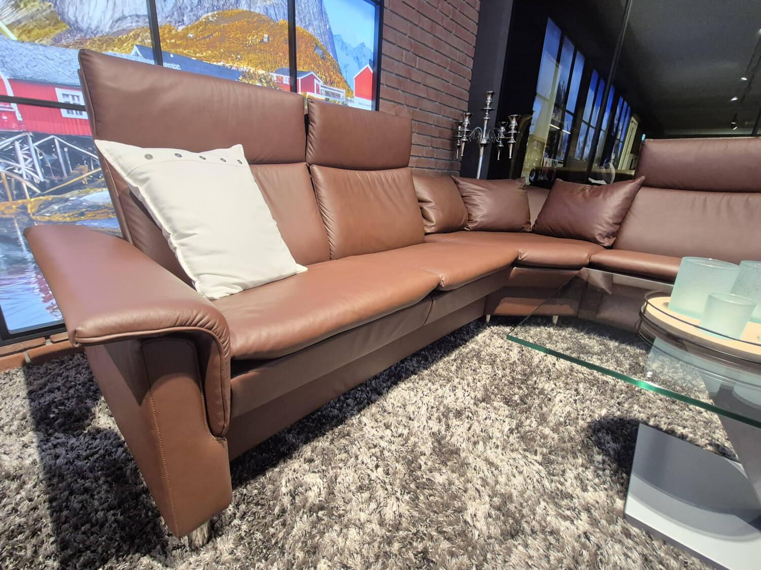 Stressless - Ecksofa Aurora Hoch Leder Paloma Marron Braun Füße Stahl - 6