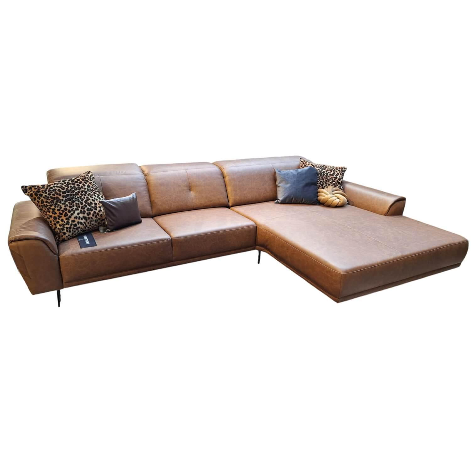 Candy - Ecksofa Santo Leder Vincenza Braun ohne Dekokissen - 1