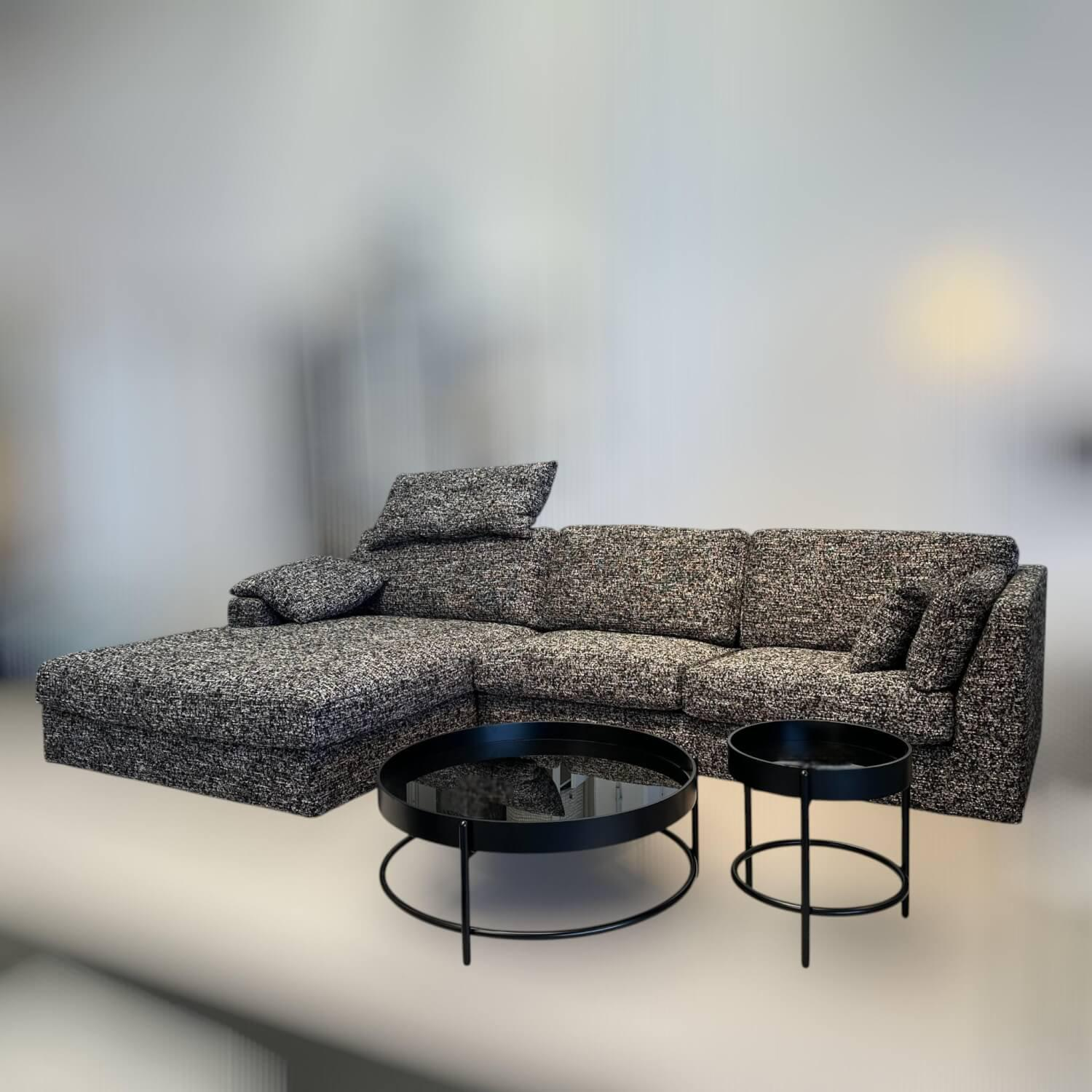 Bielefelder Werkstätten - Ecksofa Inspiration Stoff Arezzo CA1469/099 Schwarz Weiß Fuß Gleiter - 3