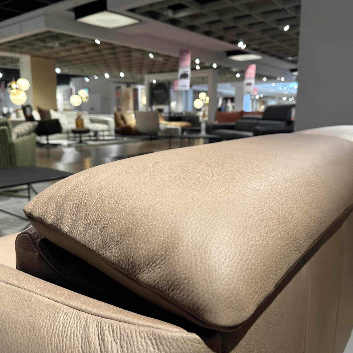 Calia Italia - Polstergarnitur 2er Set Sofa Confetto Leder Nature Terra 74 Braun Metallfuß Schwarz Matt Mit Relaxfunktion - 7