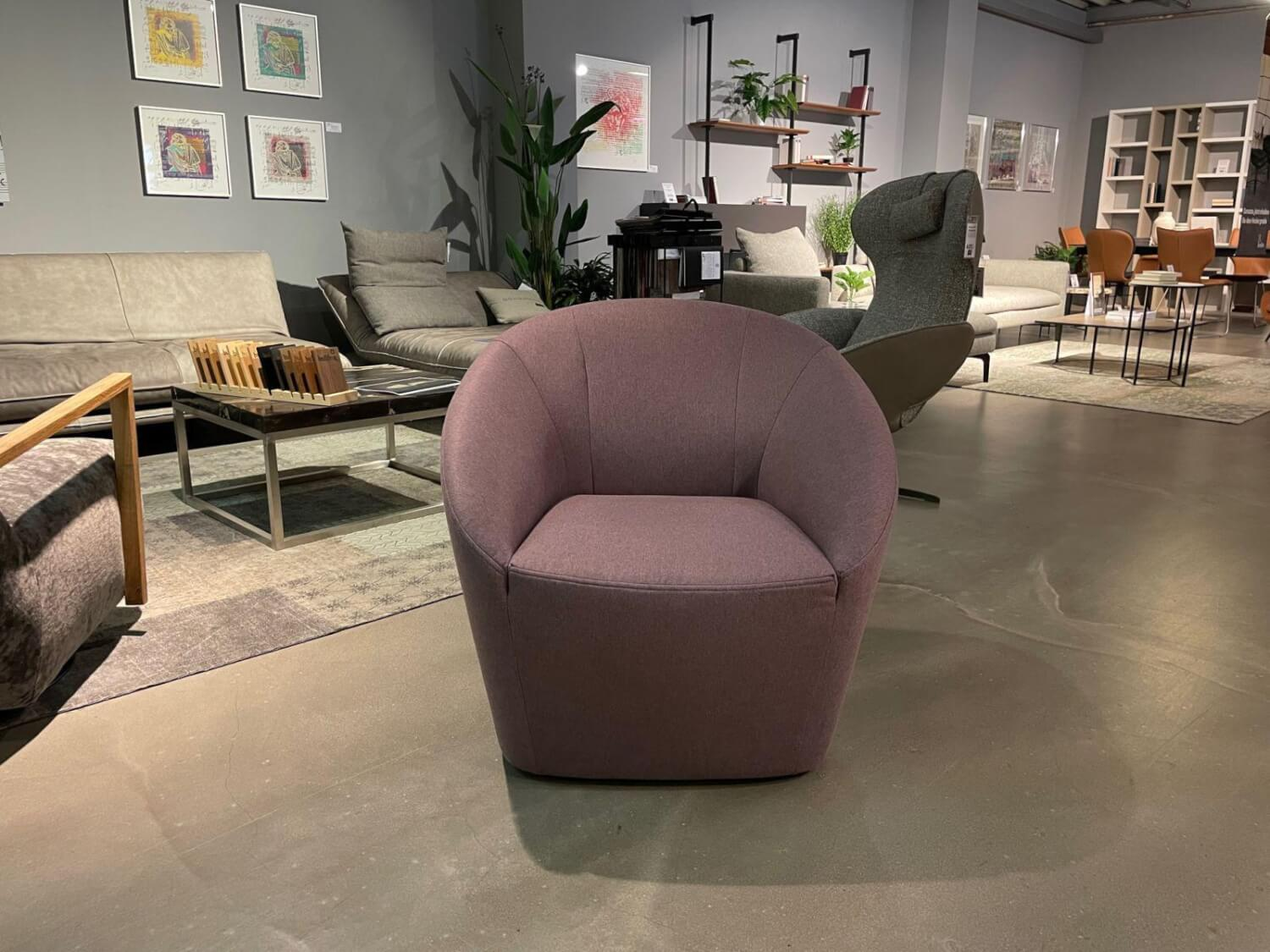 freistil Rolf Benz - Armchair 178 Cover 1075 Flat fabric Pastel violet With plastic glides - 2