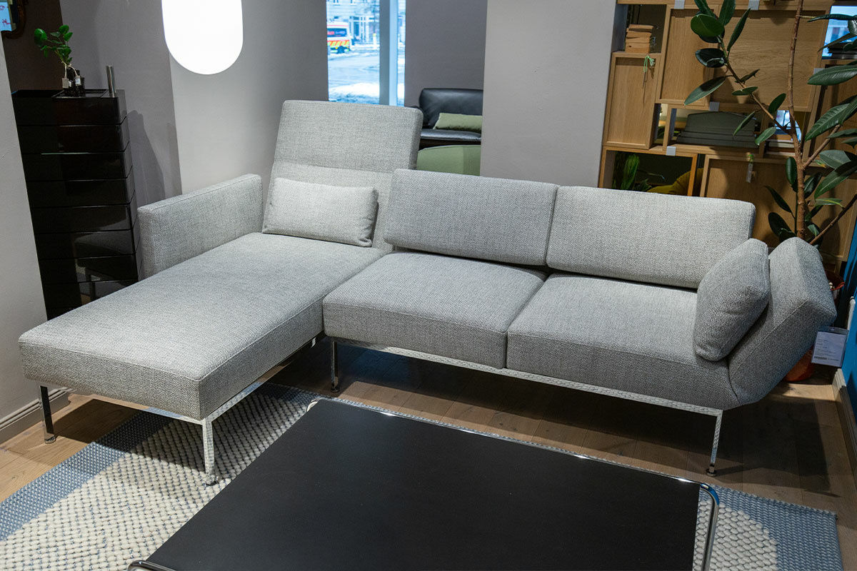 Brühl - Ecksofa Roro Spring Stoff 4459-90 Hellgrau Gestell Metall Verchromt Glänzend - 7