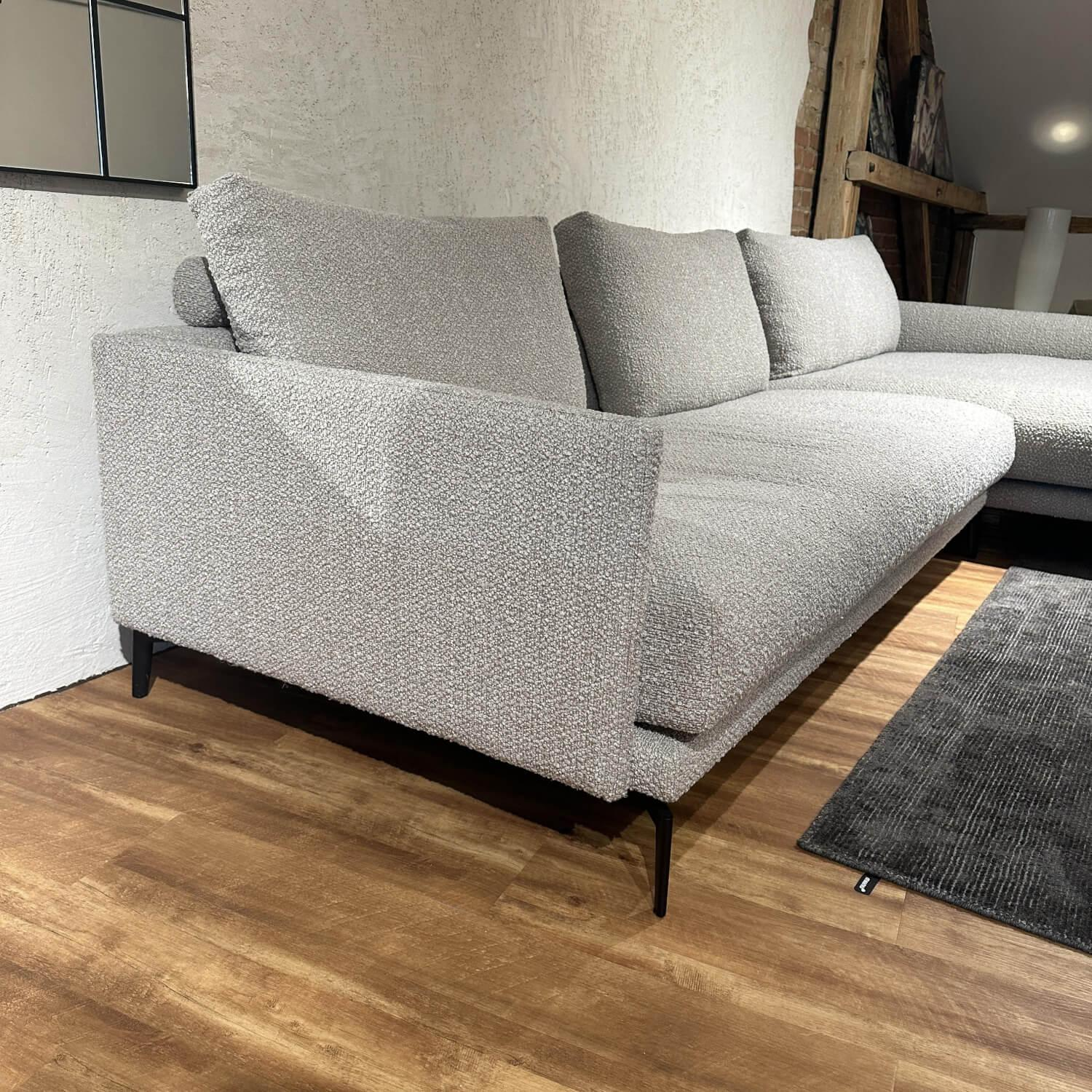 Contur - Ecksofa Cuneo 60 Bezug Stoff Verati Silvera 19 Greige Grau Metallfüße Schwarz Lackiert - 6