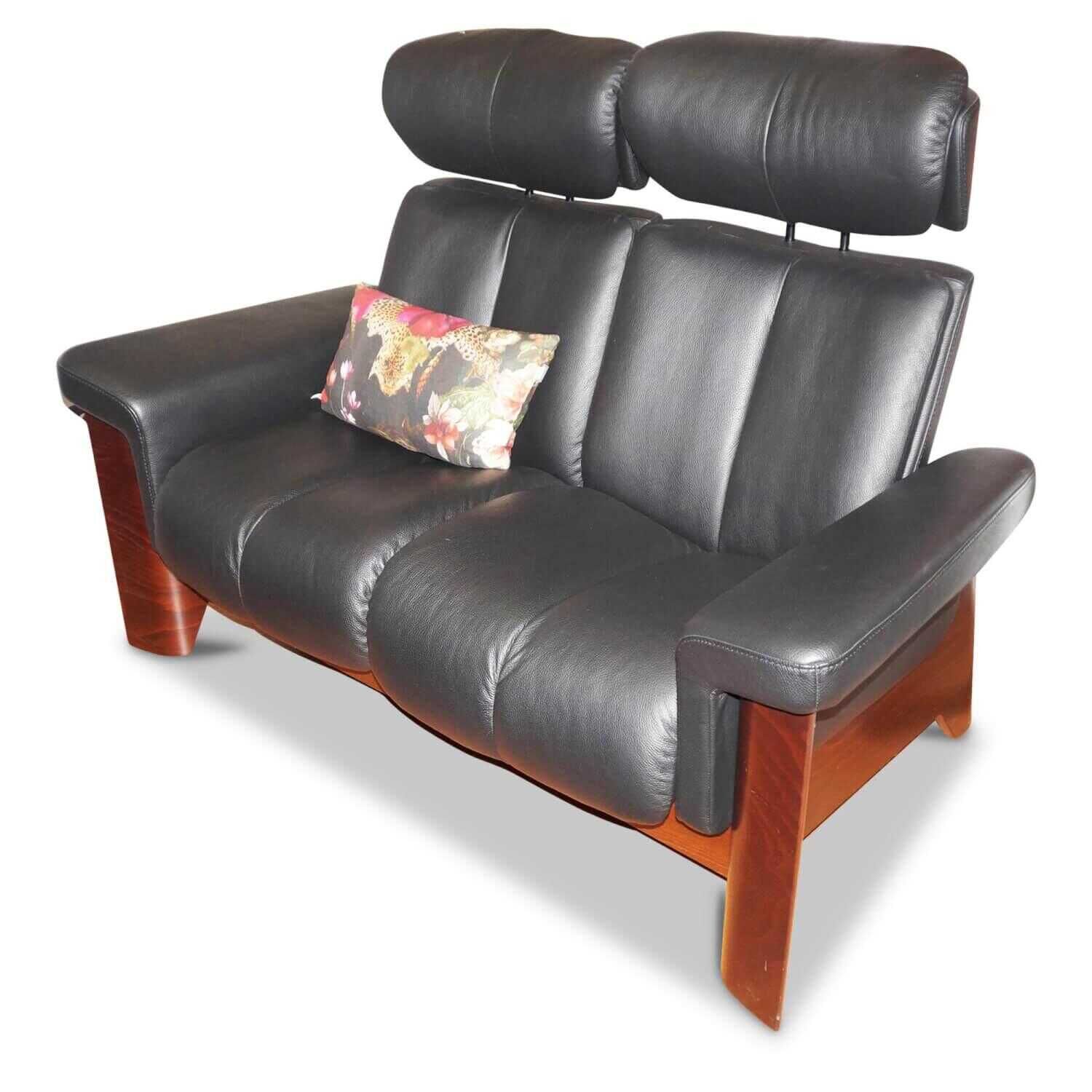 Stressless - Sofa Wizard Zweisitzer Hoch Leder Classic Schwarz Gestell Braun Gebeizt - 1