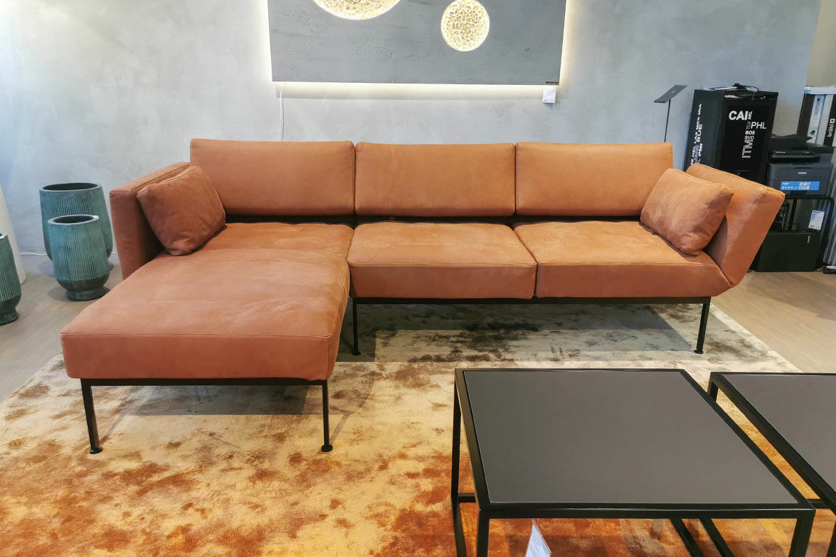 Brühl - Multifunktionssofa Roro Soft Leder 5668-45 Taron Cognac Braun Gestell Metall Schwarz - 6