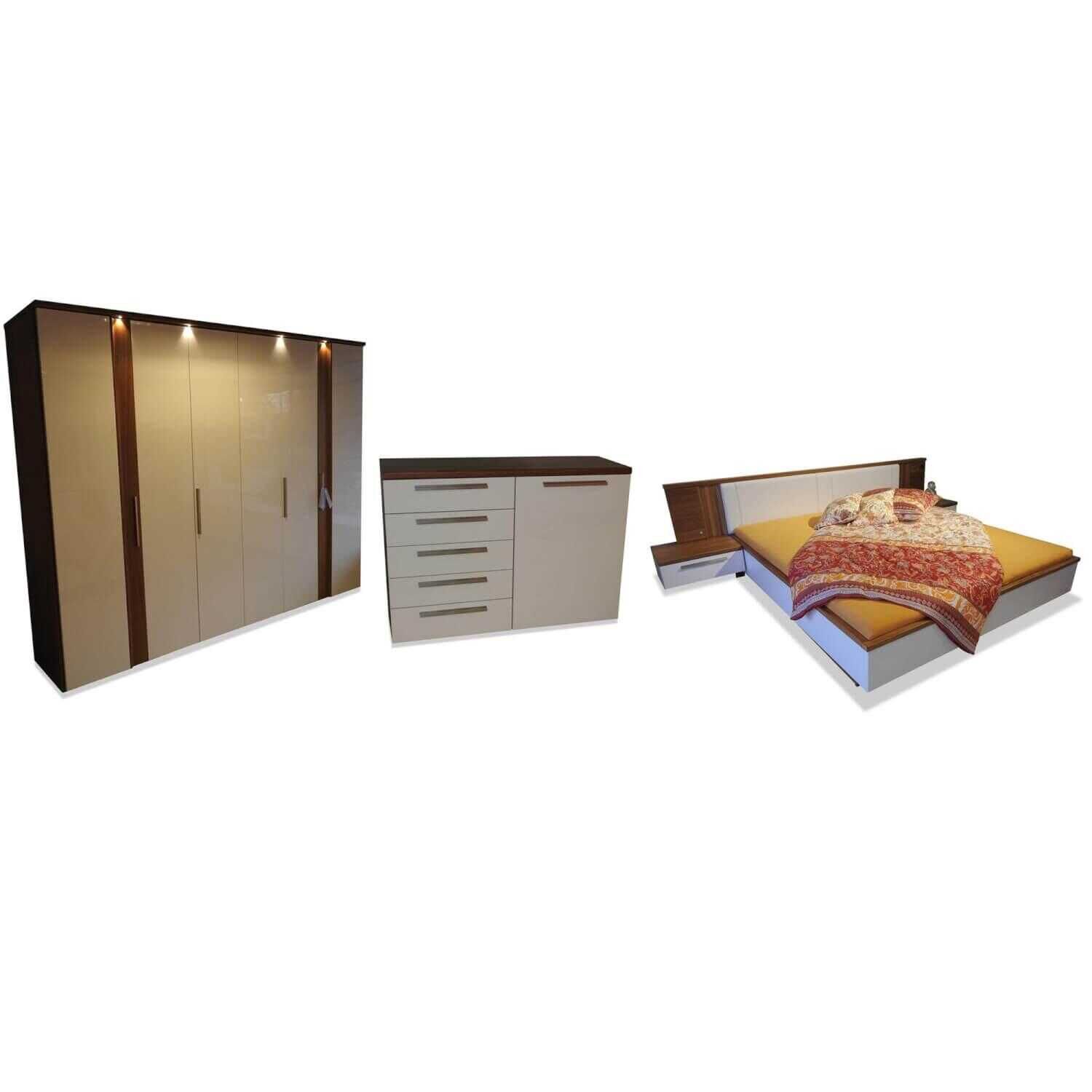 Disselkamp - Schlafzimmer Cloud 7 Walnuss Furniert Bett Kleiderschrank Kommode - 1