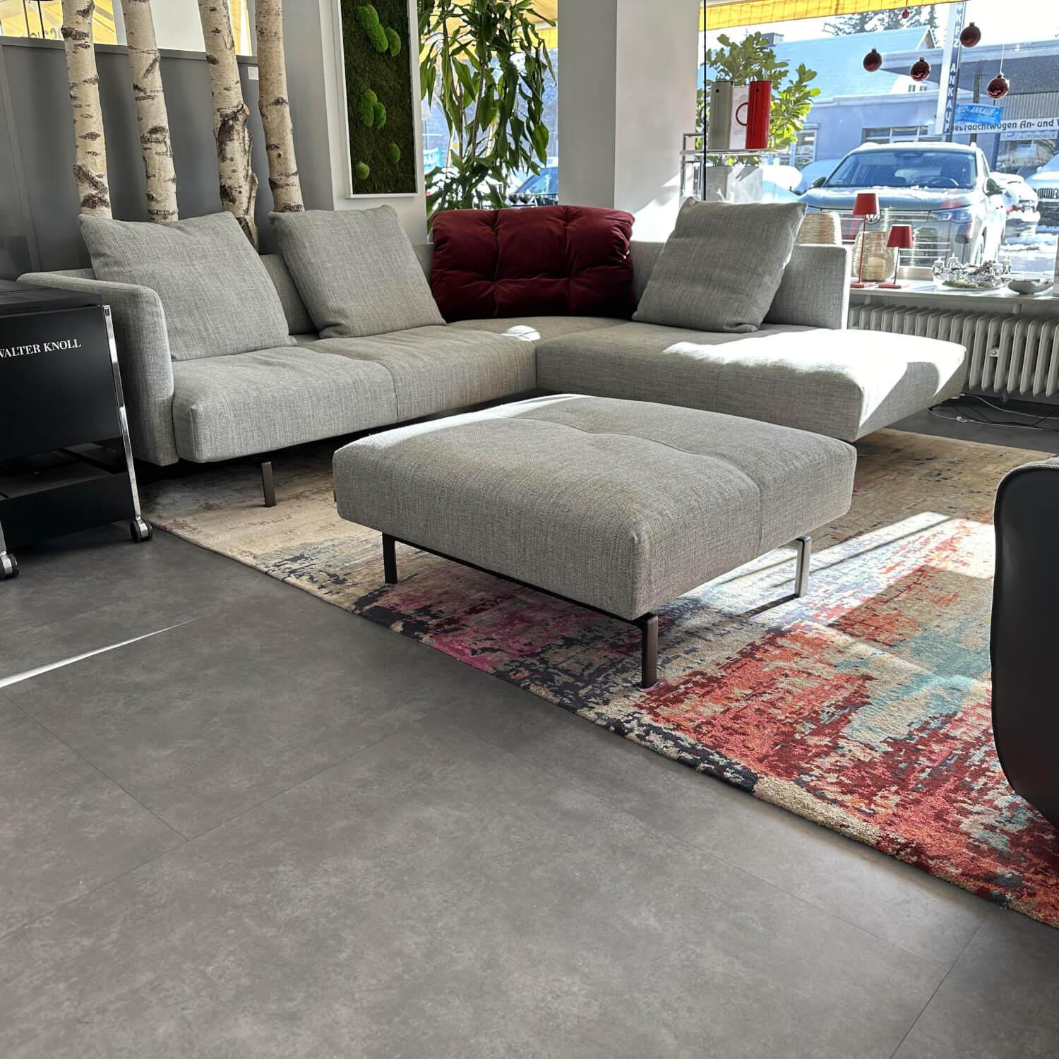 Walter Knoll - Ecksofa Muud Stoff Togba 7854 Pebble Grau Gestell Matt Pulverbeschichtet Bronze Schwarz Inklusive 3 Rückenkissen Und 2 Dekokissen - 8